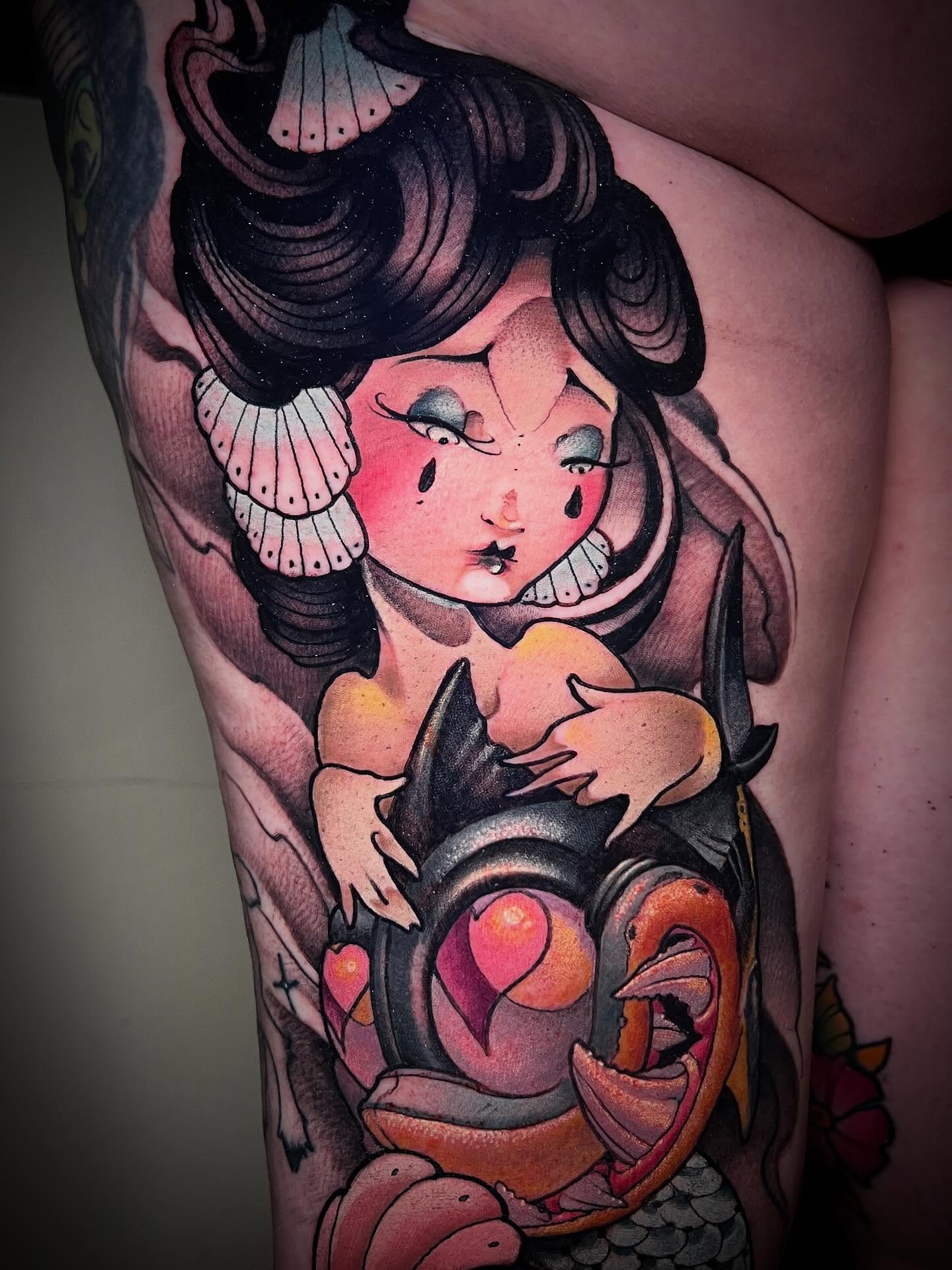 Tattoo by @jessesmithtattoos — american_traditional, dotwork