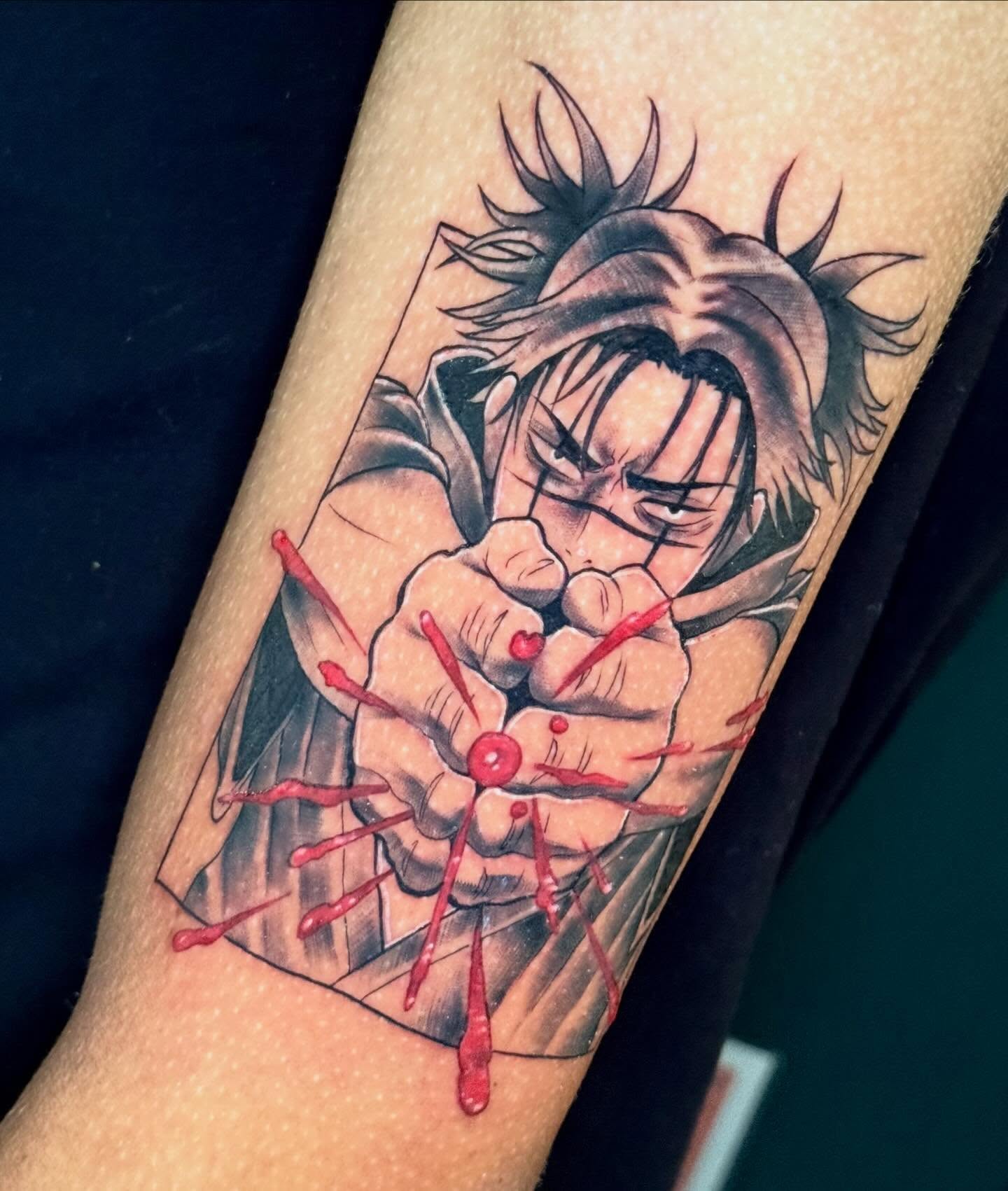 Tattoo by @abi.does.tattoos β dotwork, anime