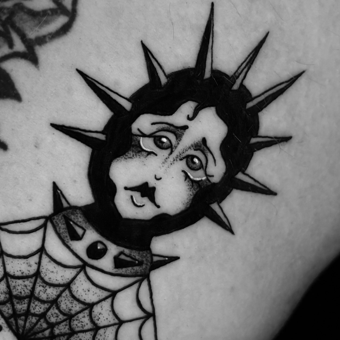 Tattoo by @call.me.crybabyy — black_and_grey, dark_realism