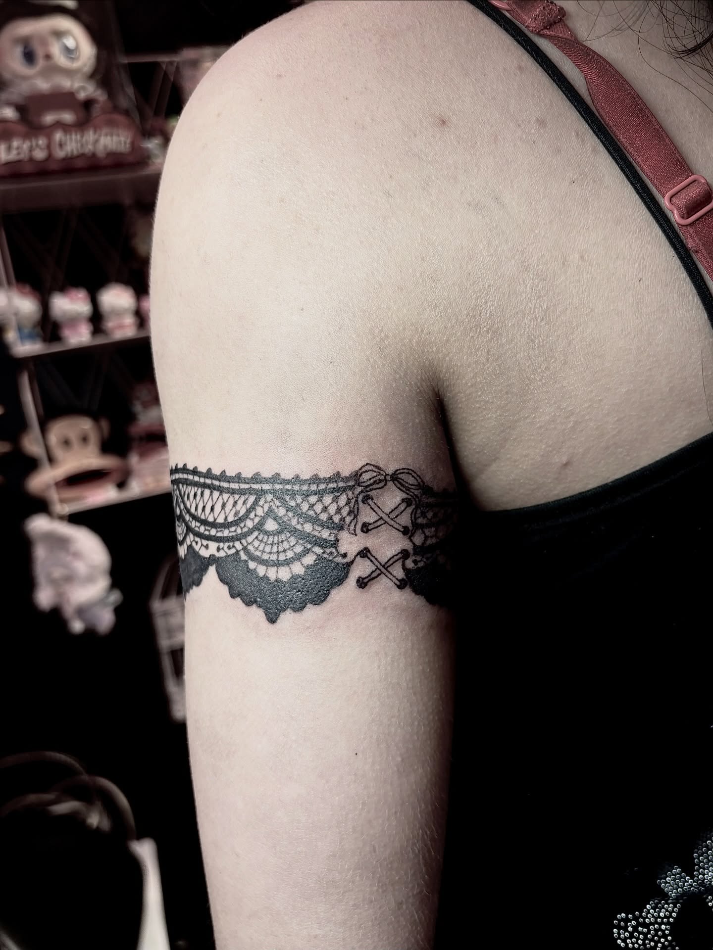 Lace black and grey tattoo on the forearm by <3 eve’s tattoos <3