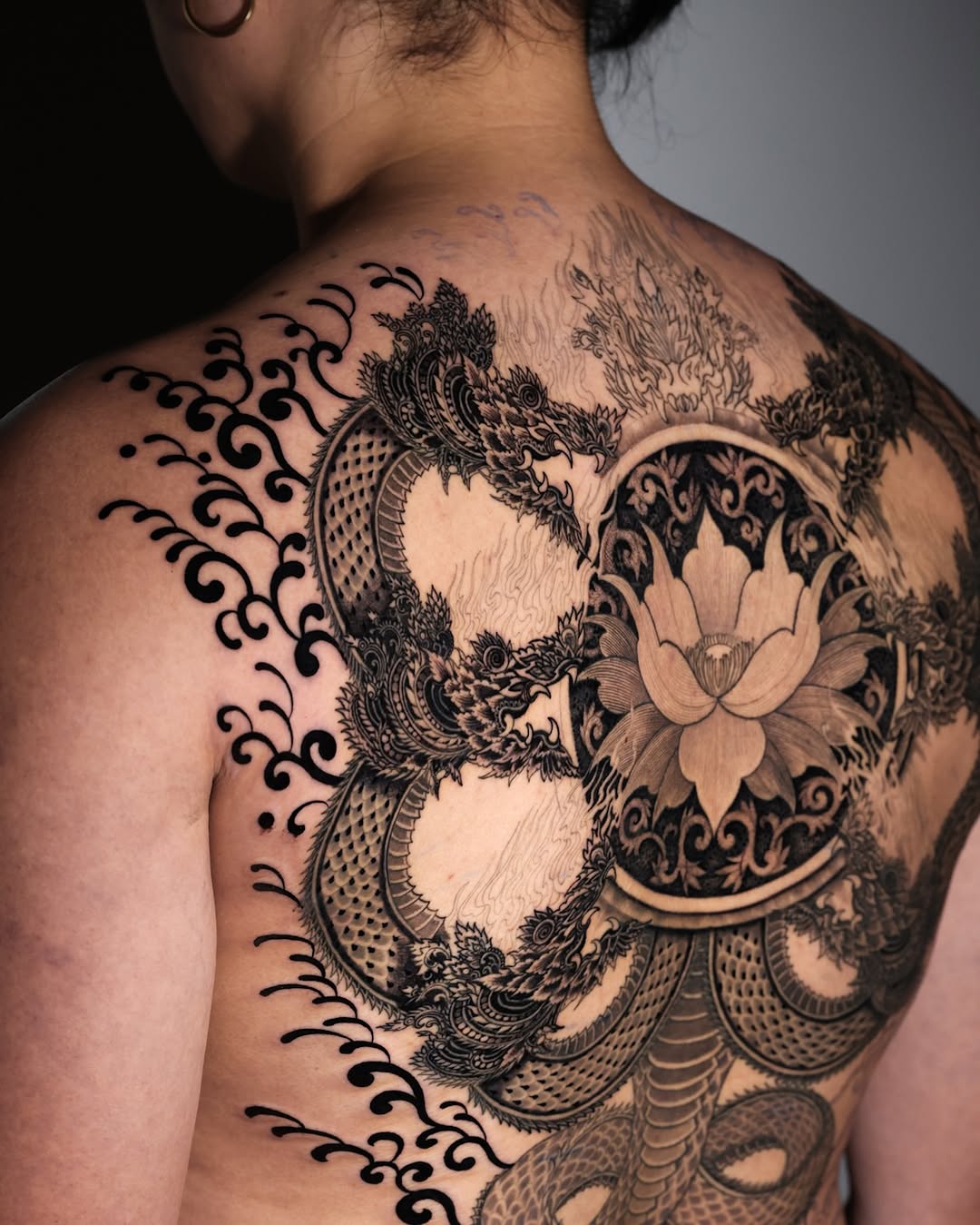 Tattoo by @swanissober — japanese_irezumi, black_and_grey