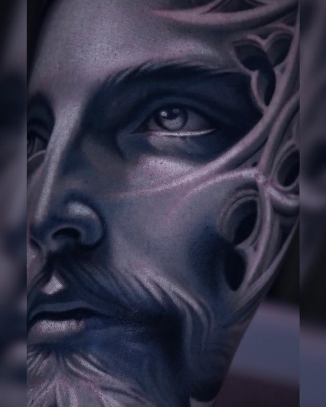 Dark art tattoo on the head by Sadier Alfonso