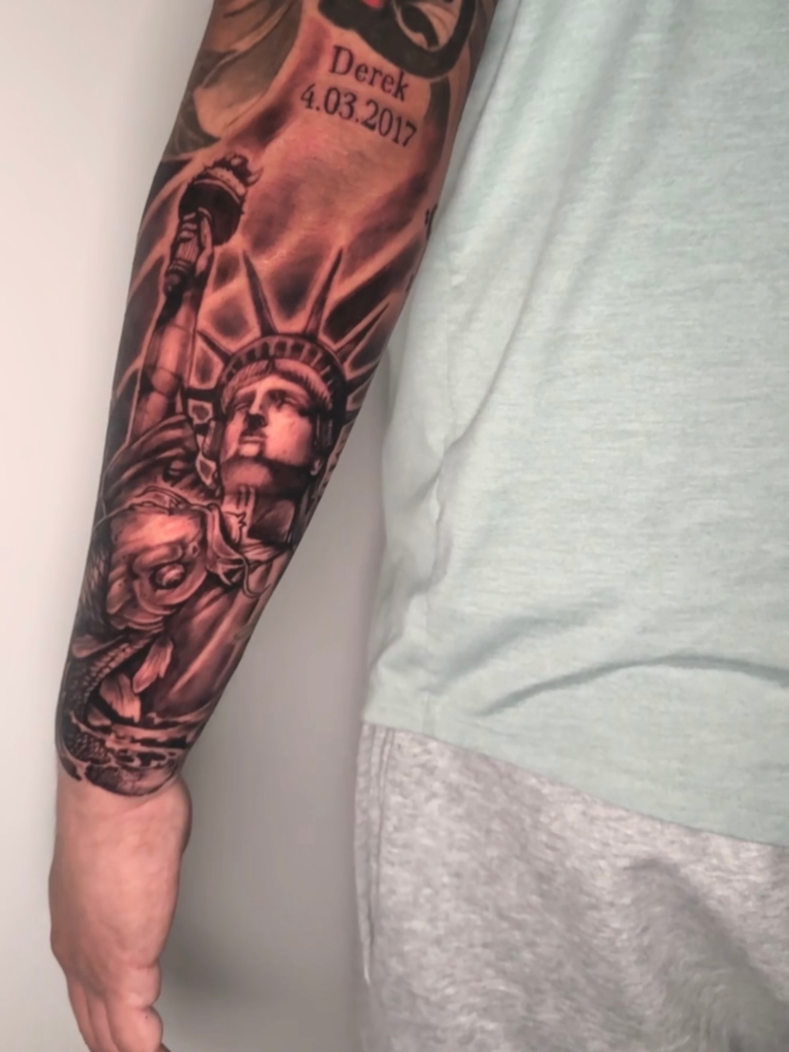 Tattoo by @damoer_tattoo — realism, black_and_grey