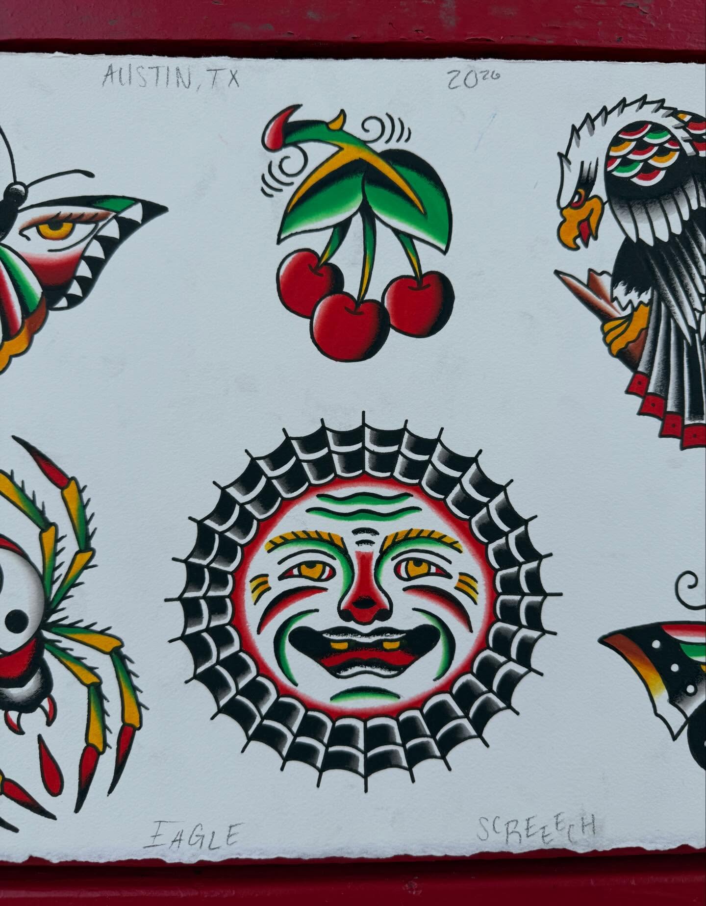 Cherry American traditional tattoo by Brendan Willbern, Austin, Texas