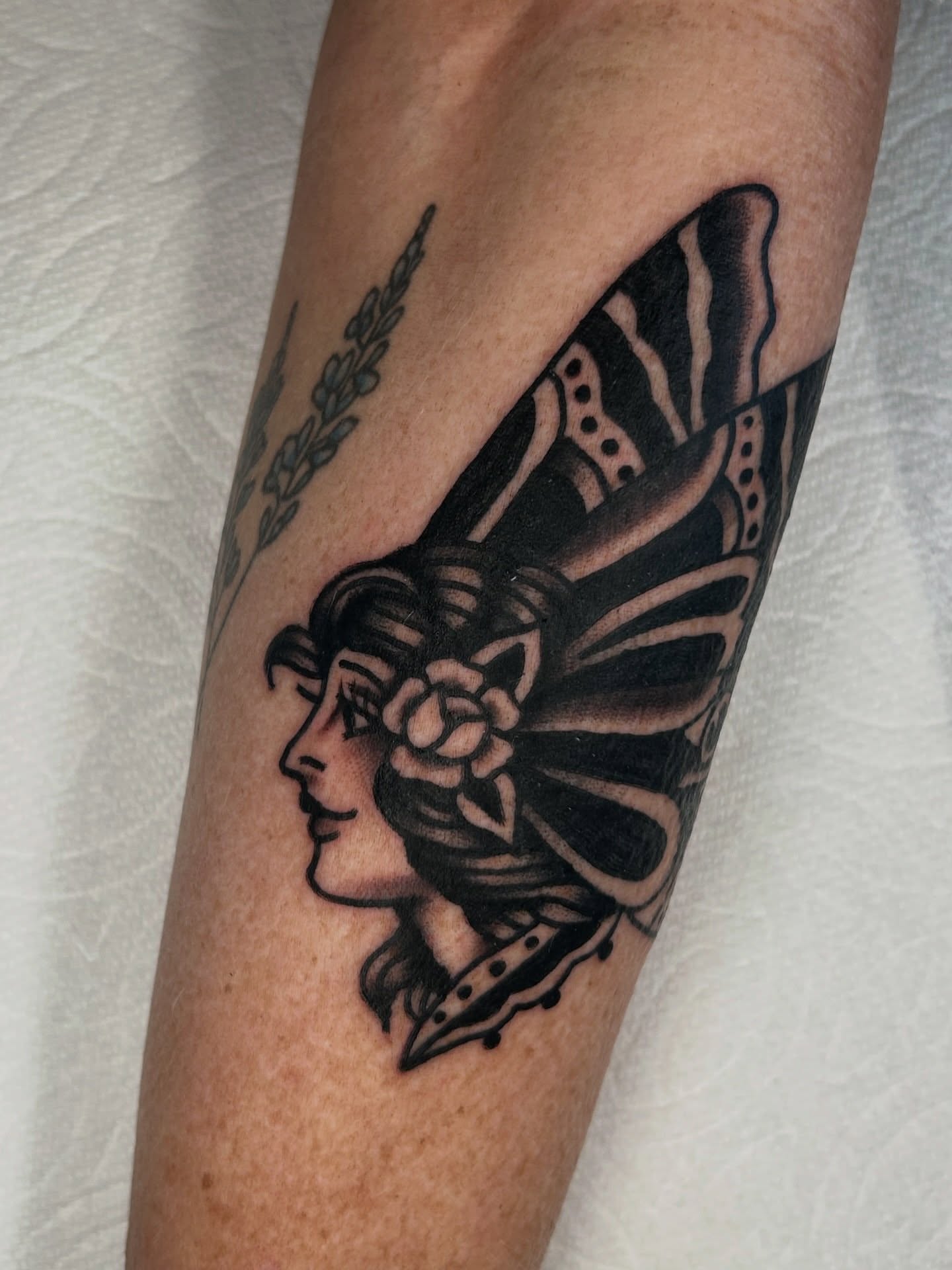 Woman with wings American traditional tattoo on the forearm by β π€ππ©π¦π©π’π β± β