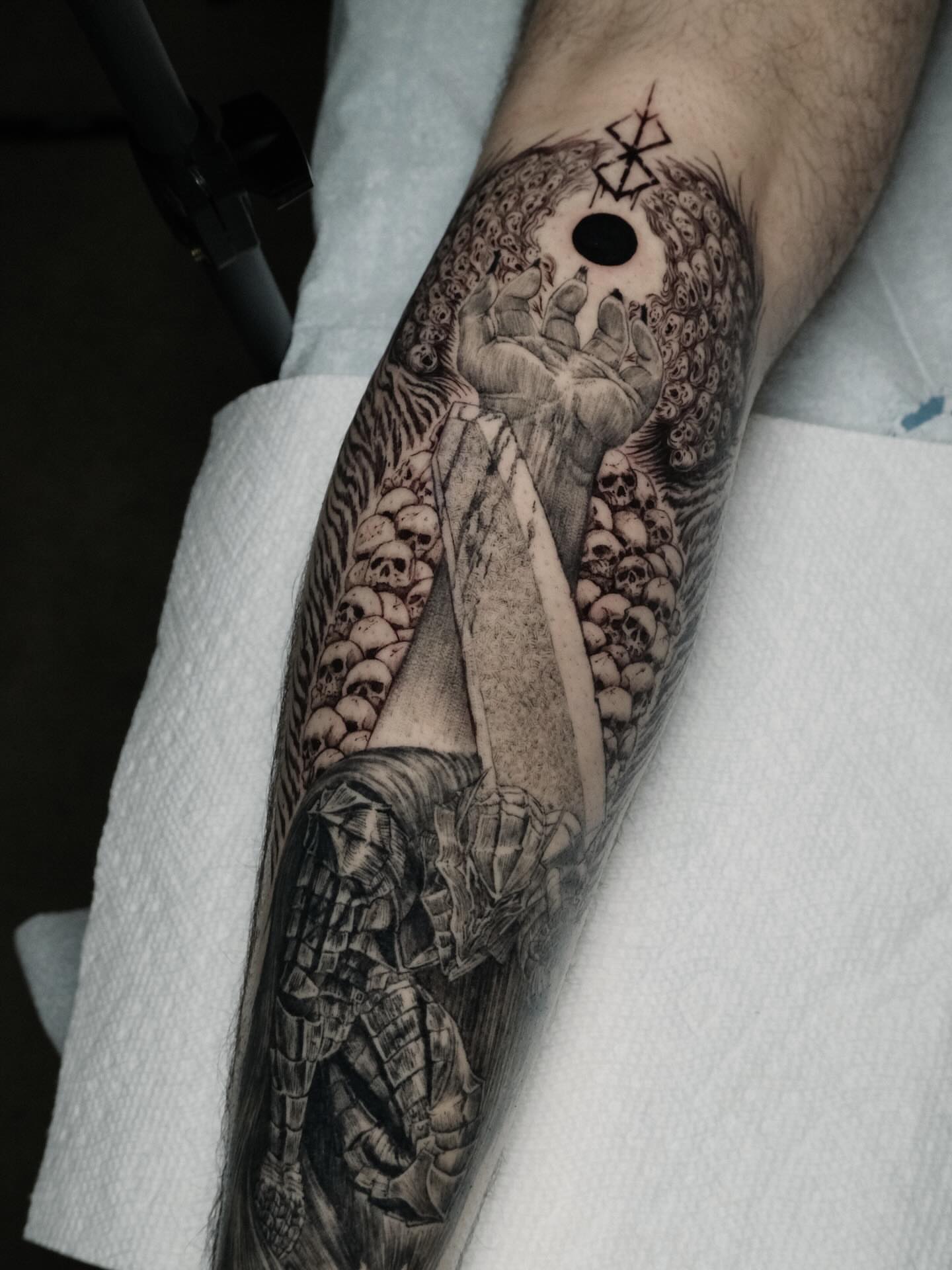 Warrior and sword realism tattoo on the forearm by HanaKaki
