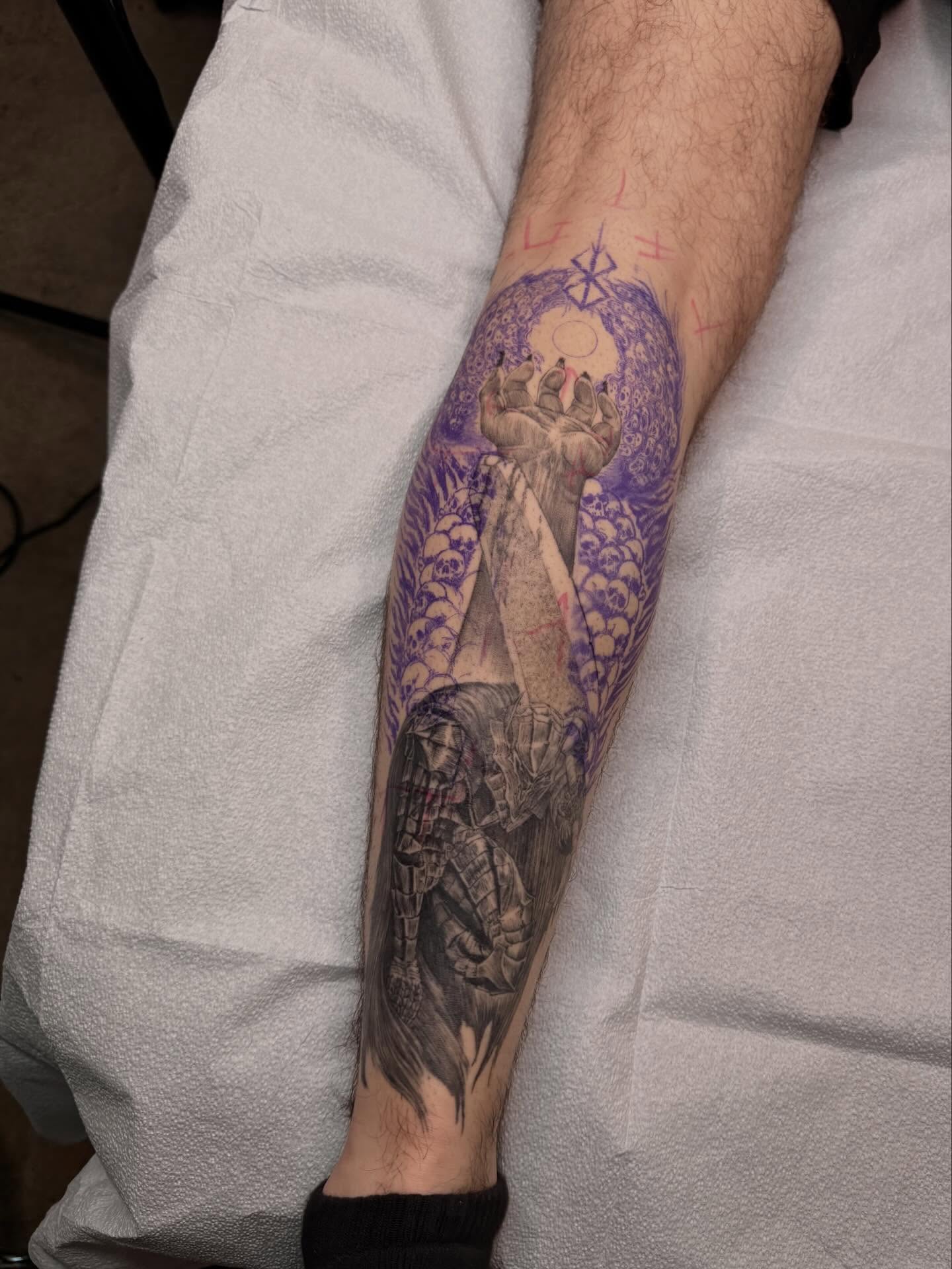 Warrior and sword realism tattoo on the forearm by HanaKaki