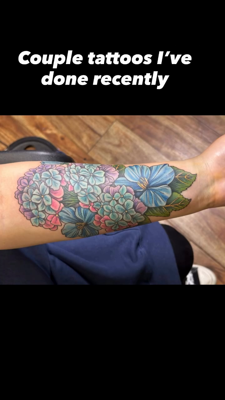 Floral tattoo on forearm tattoo on the forearm by Jason Topliss