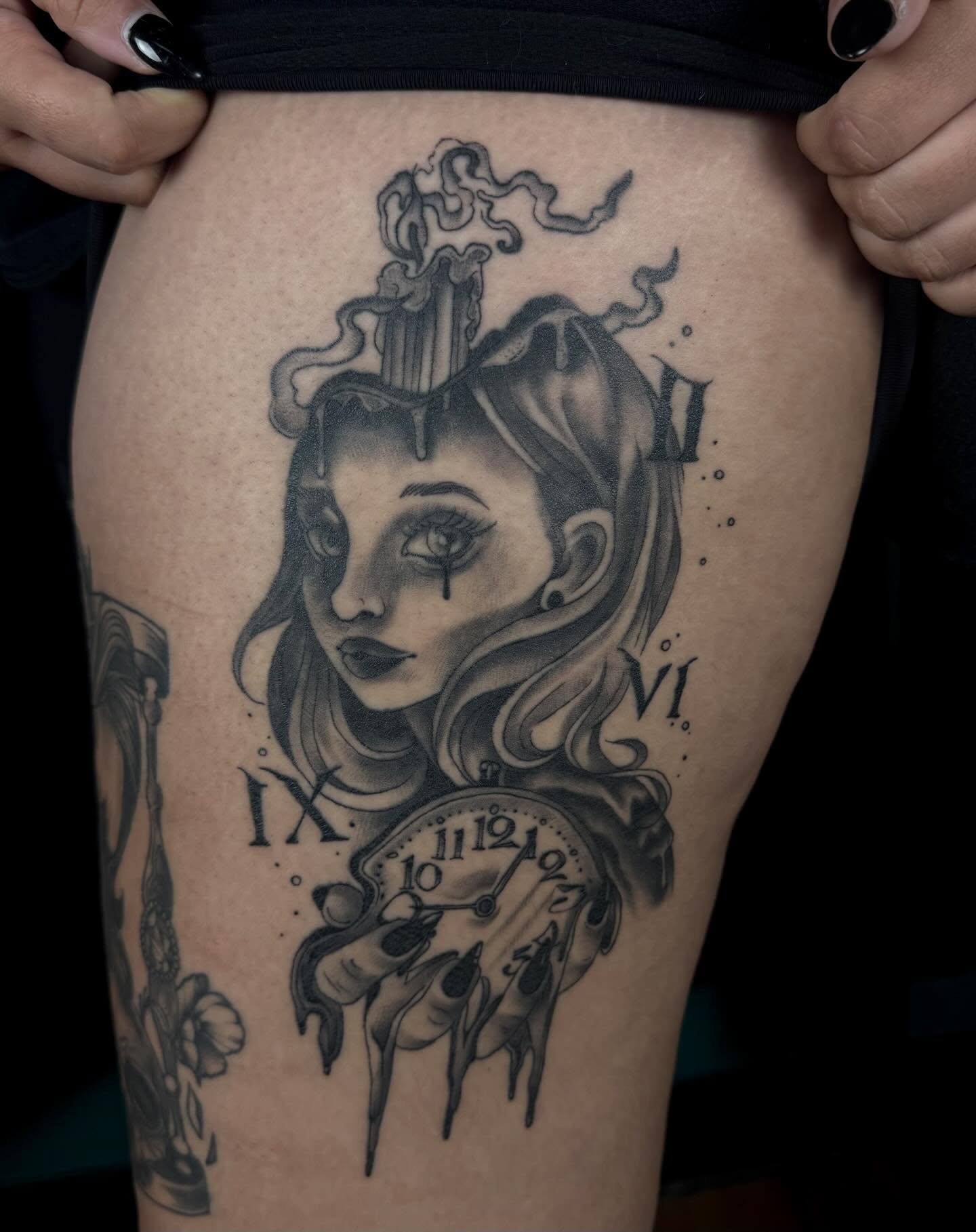 Tattoo by @kaliirisart — black_and_grey, realism