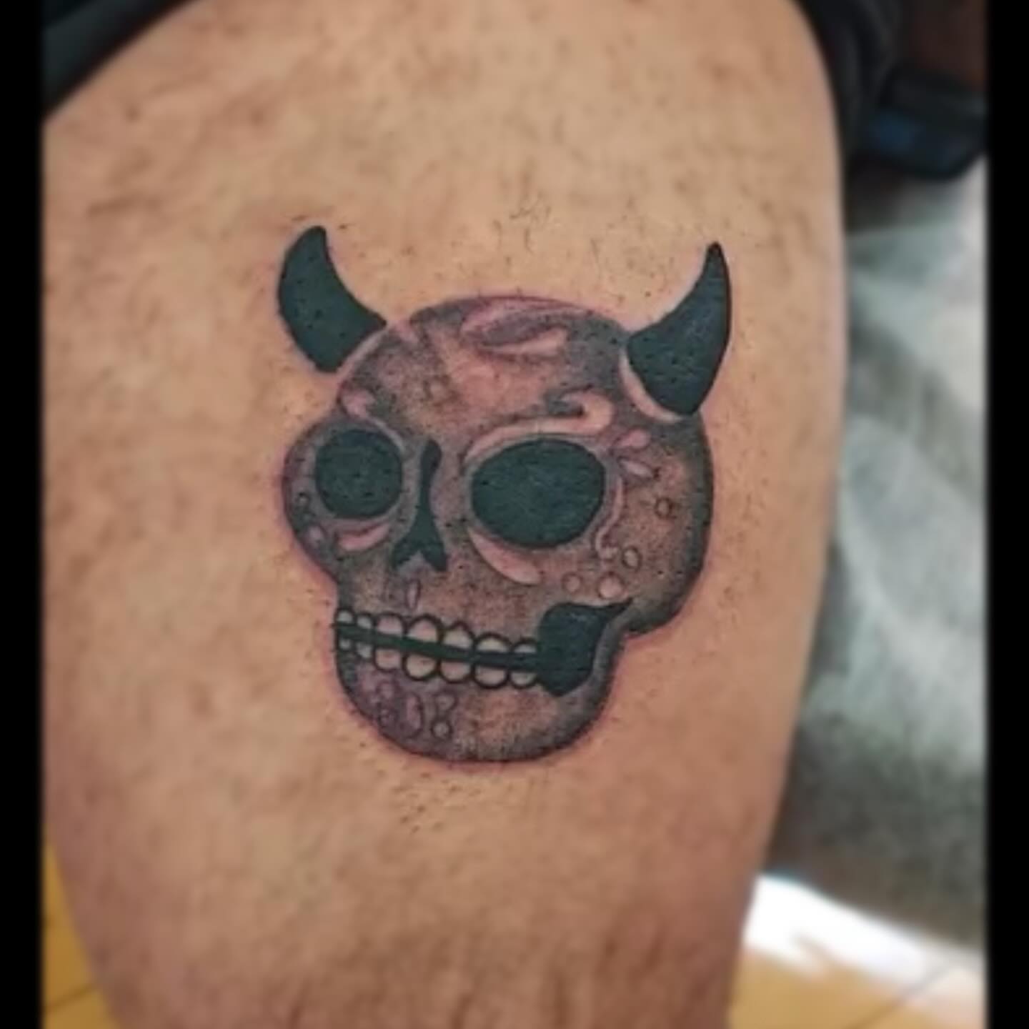 Skull black and grey tattoo on the forearm by Sebastiana