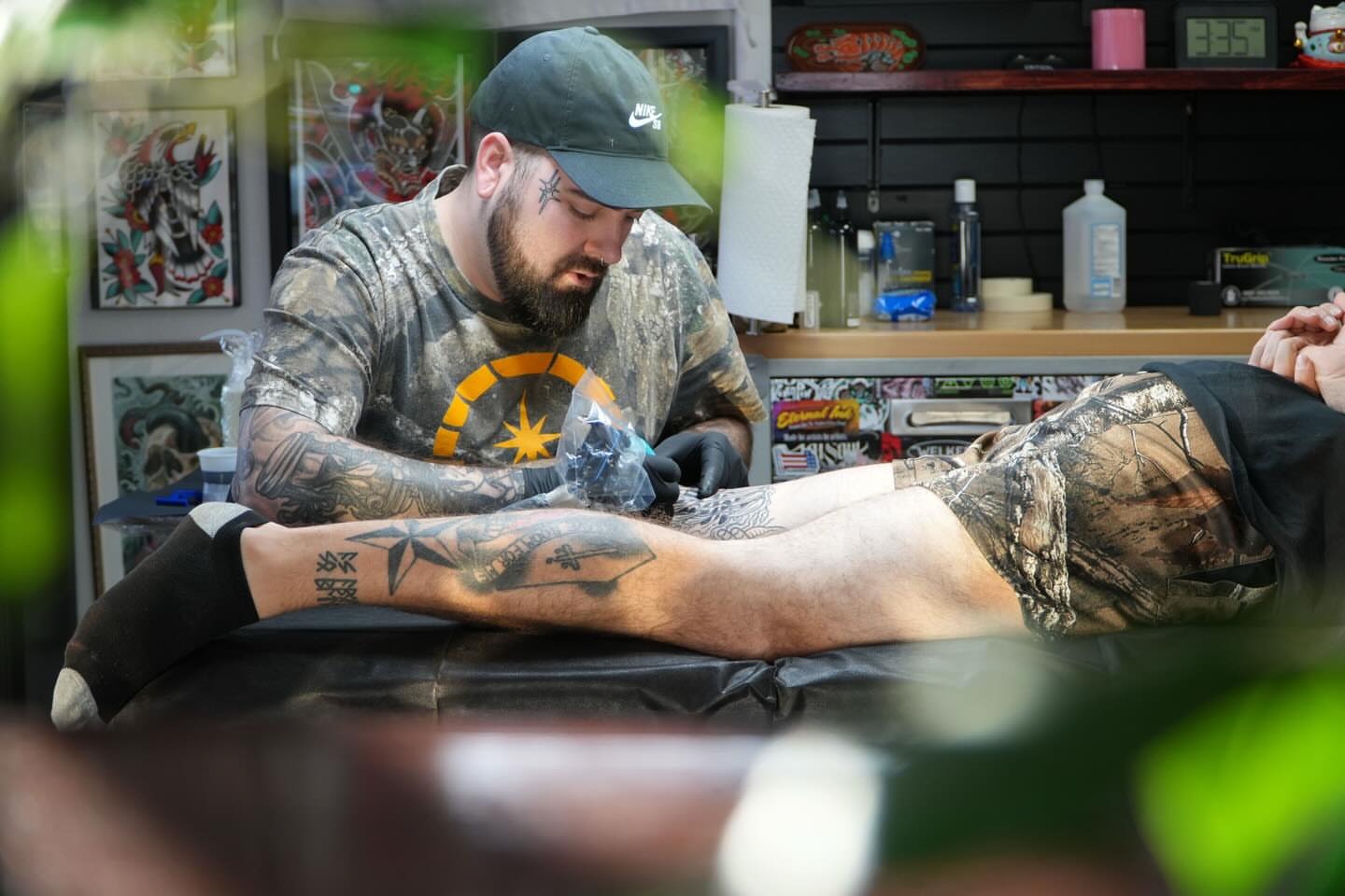 Leg tattoo American traditional tattoo on the leg by Ava Brady Tattoos