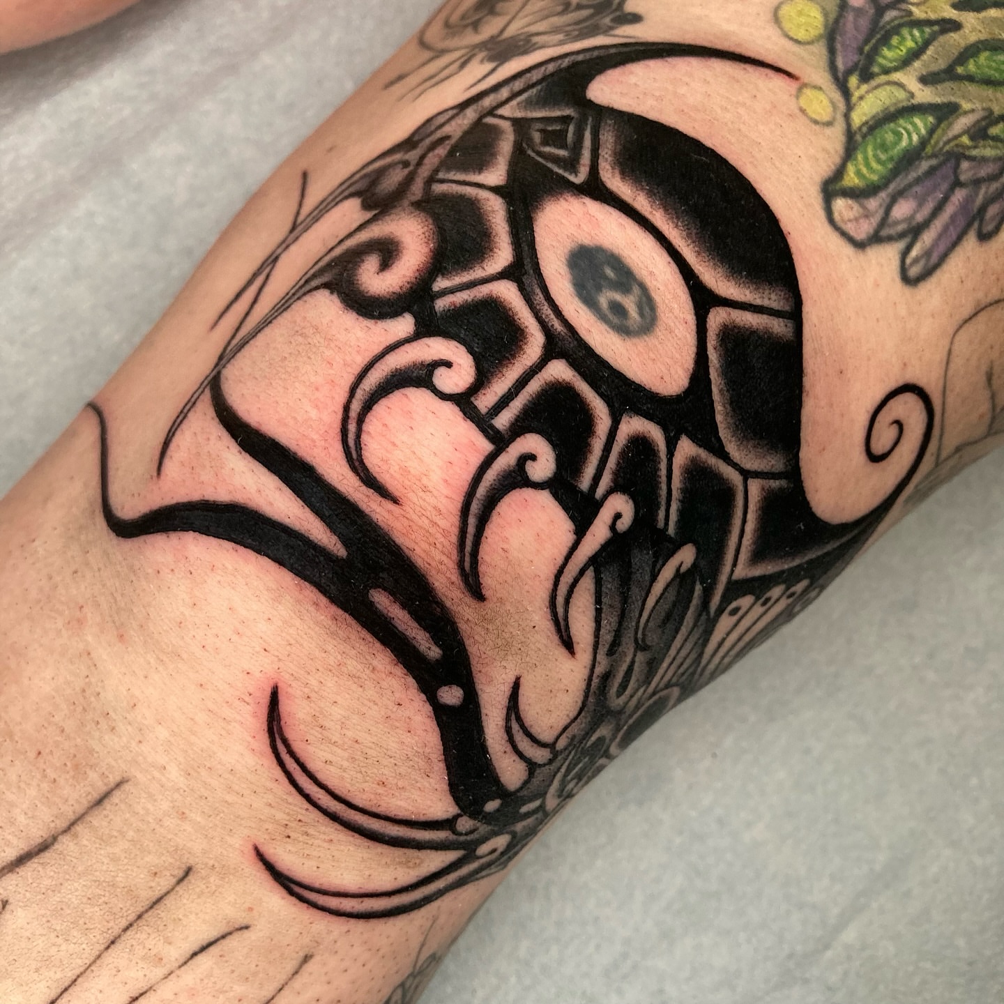 Tribal mask tribal tattoo on the forearm by 🌴Nick Hetzel🌴, Saint Petersburg, Florida