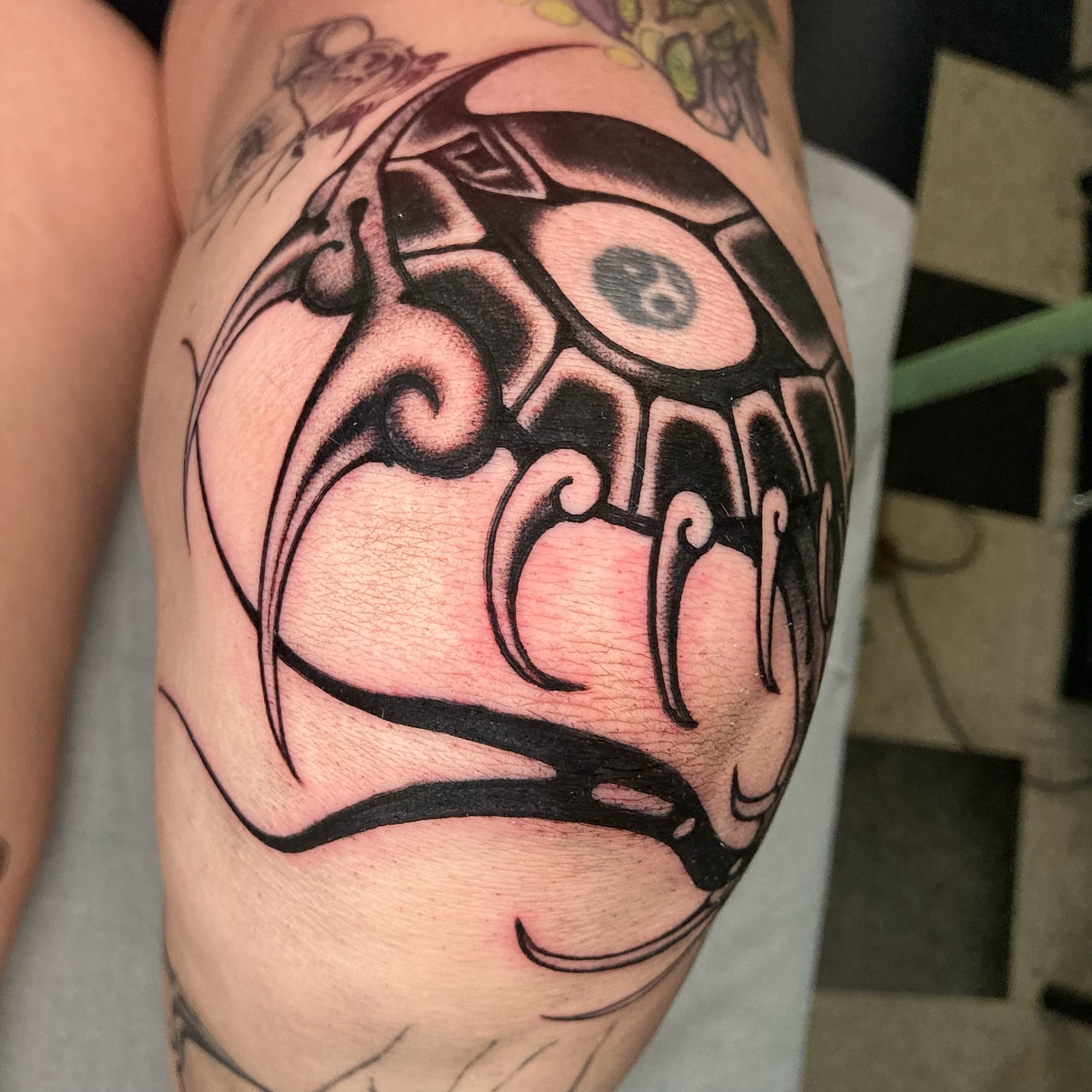 Abstract face black and grey tattoo on the forearm by 🌴Nick Hetzel🌴, Saint Petersburg, Florida