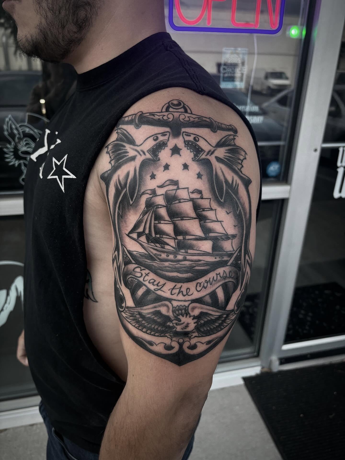 Tattoo by @hannah_thehammer_tattoos — black_and_grey