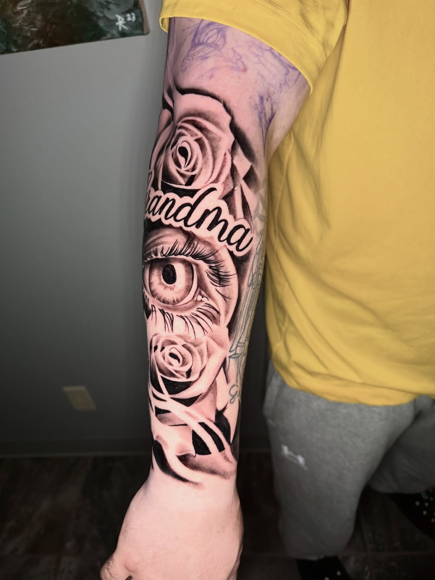 Tattoo by @shellzinkz — black_and_grey, realism