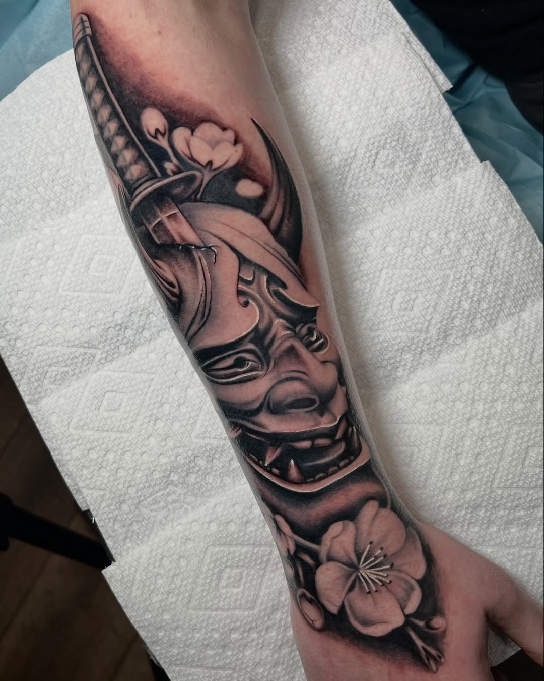 Tattoo by @nickmtattoos โ japanese_irezumi, black_and_grey