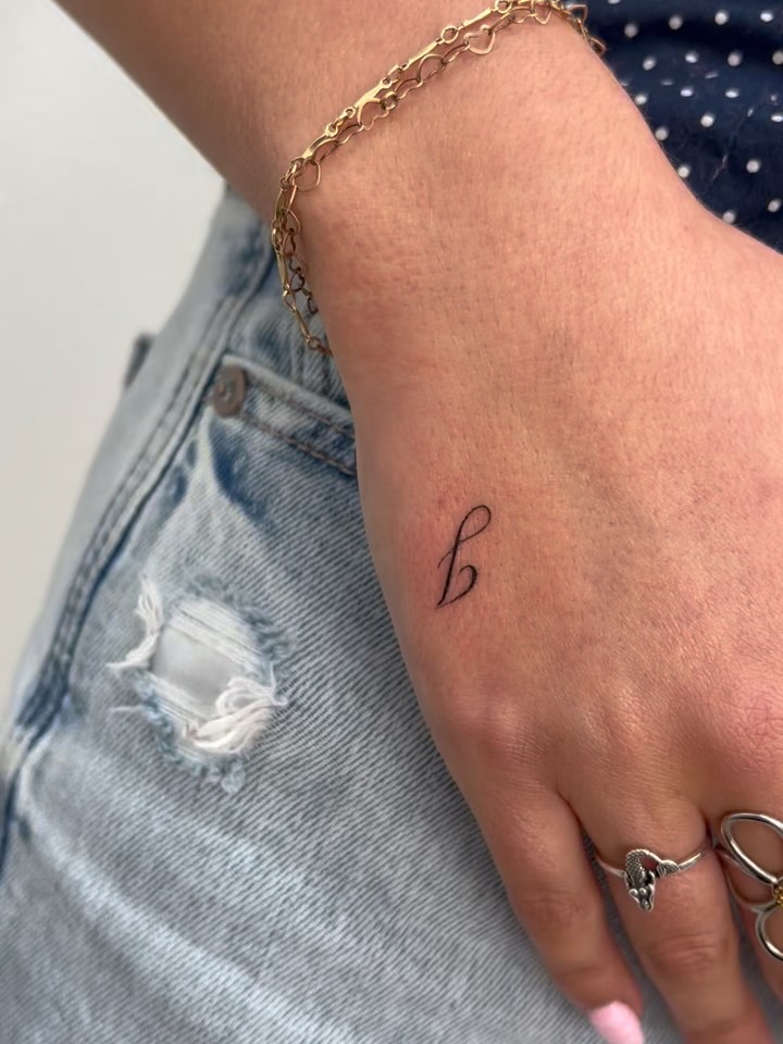Letter b lettering script tattoo on the forearm by Vanessa ♡ UTAH FINE LINE TATTOO + LIP BLUSH