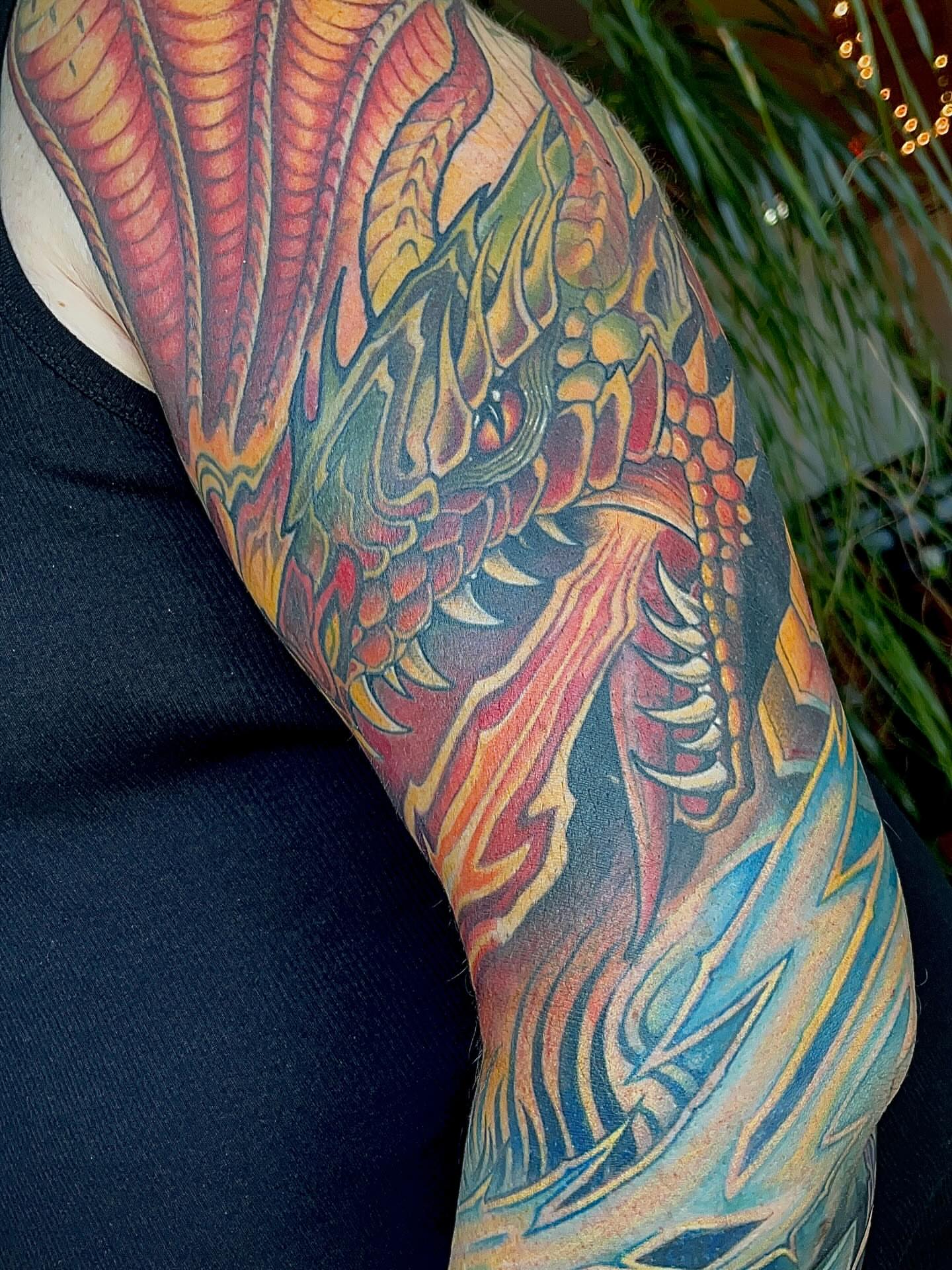 Dragon japanese irezumi tattoo on the forearm by Samantha Castrovinci, Durham, North Carolina