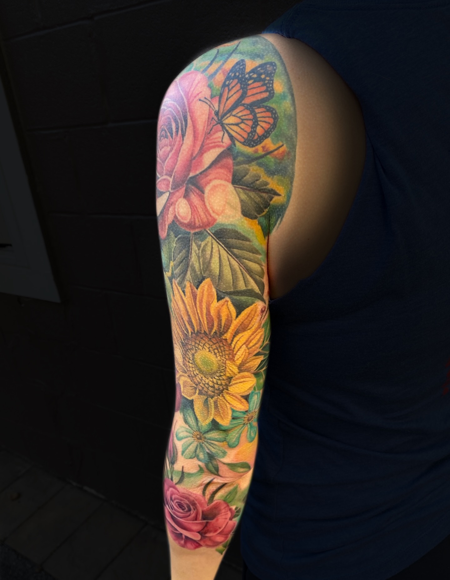 Flowers and butterfly realism tattoo on the forearm by Nicole Parenti ✨, Franklin, Tennessee