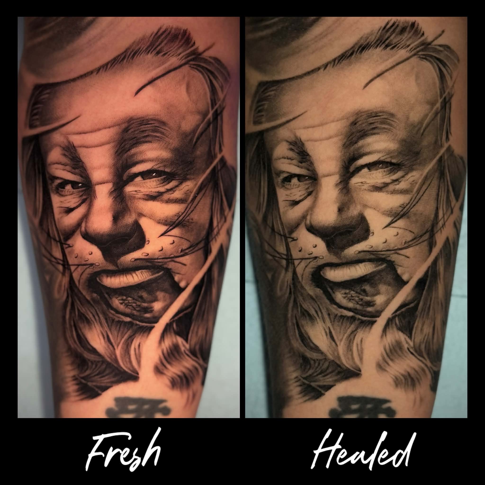 Tattoo by @webbz_tattoos — realism, black_and_grey
