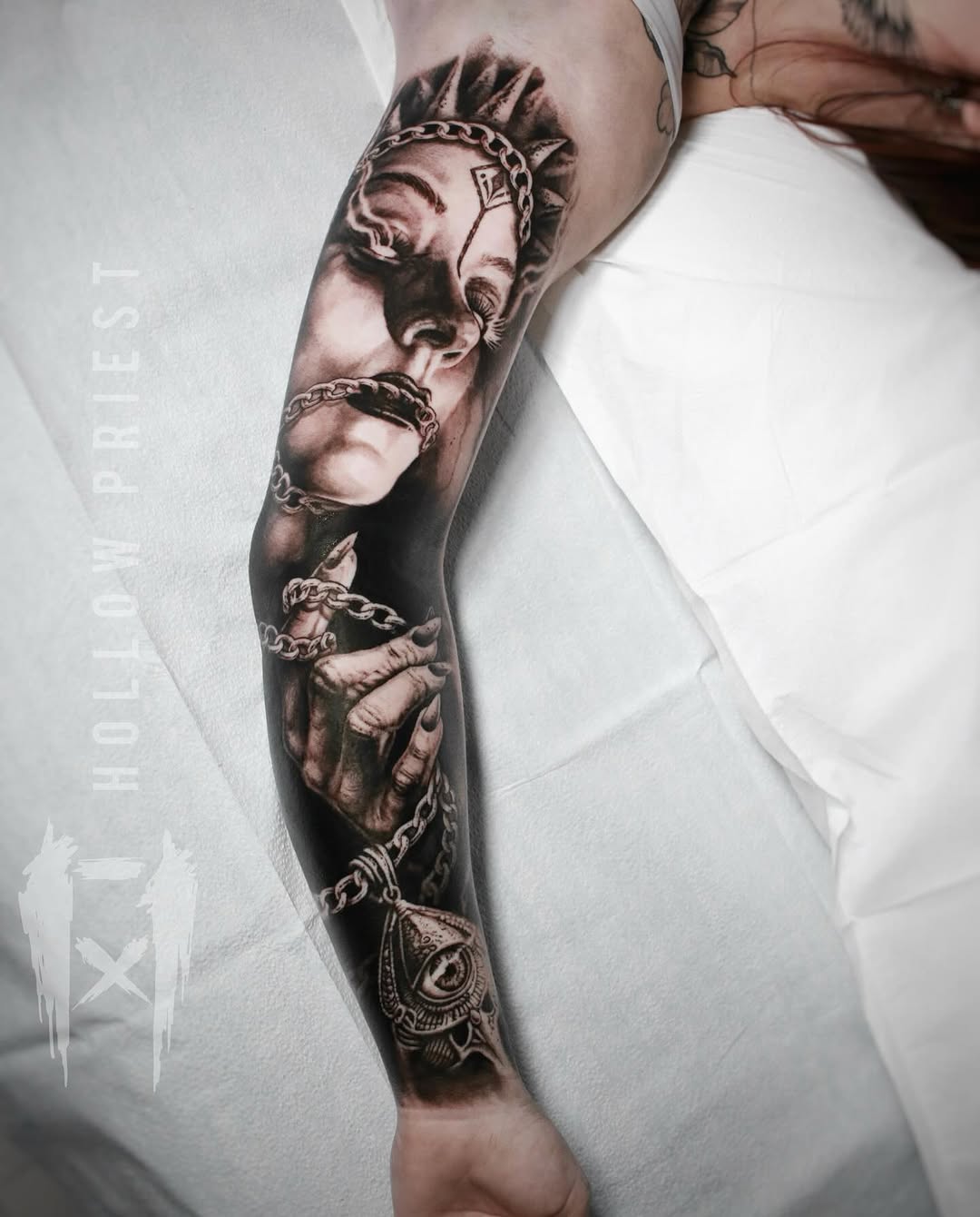 Tattoo by @hollowpriest — realism, black_and_grey