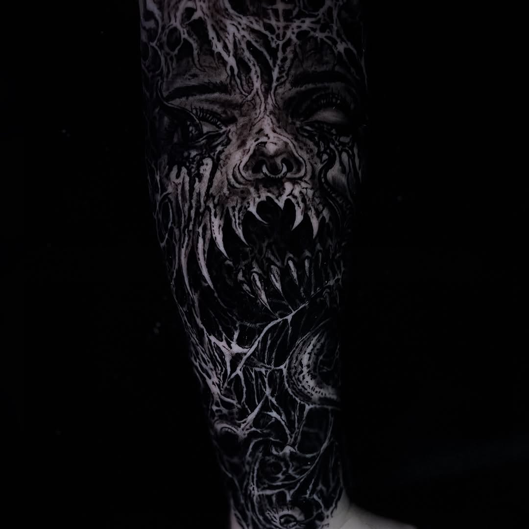 Tattoo by @ghostbutchertattoos — dark_realism, blackwork