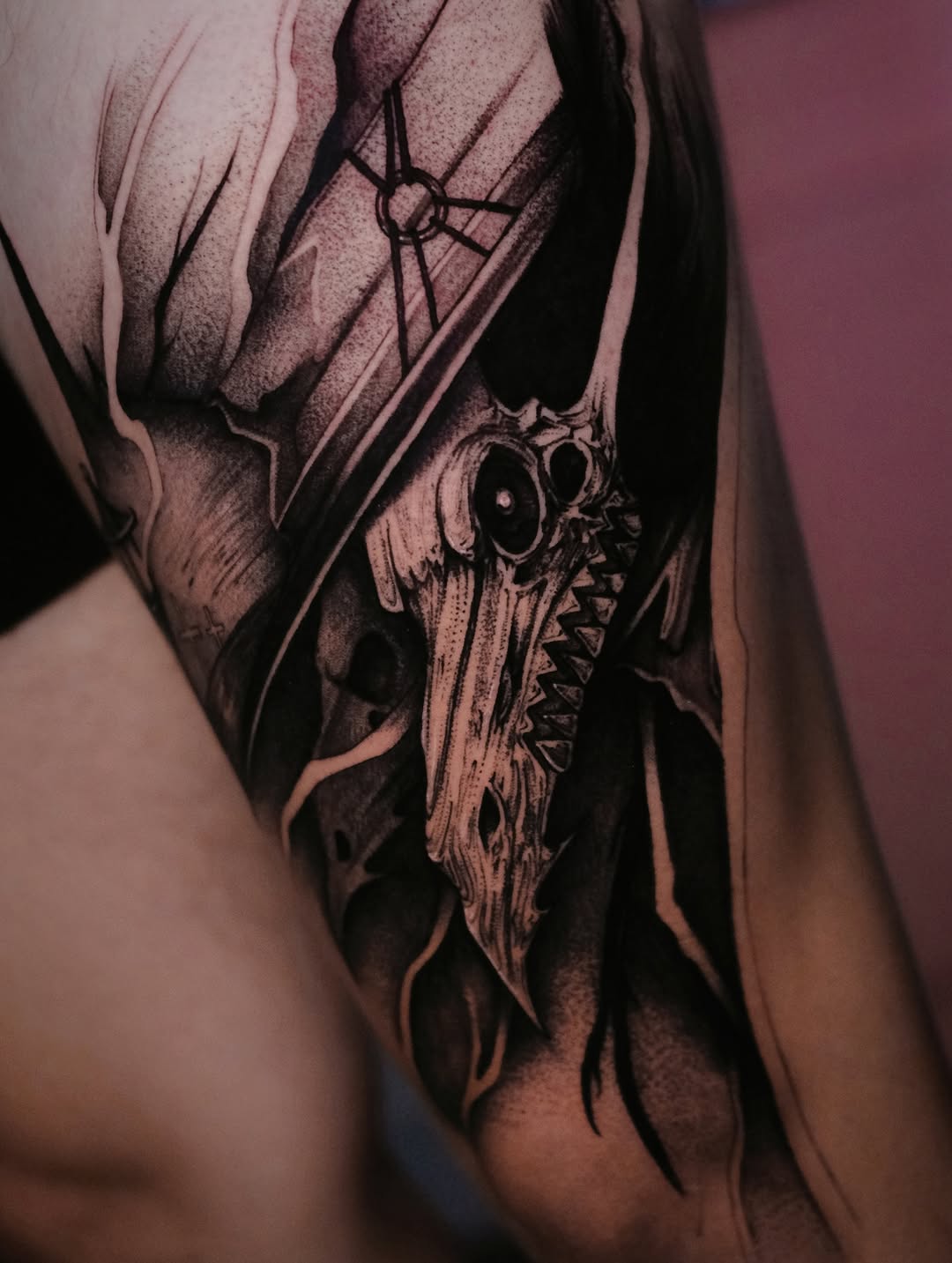 Tattoo by @tattooxklo โ black_and_grey, dark_realism