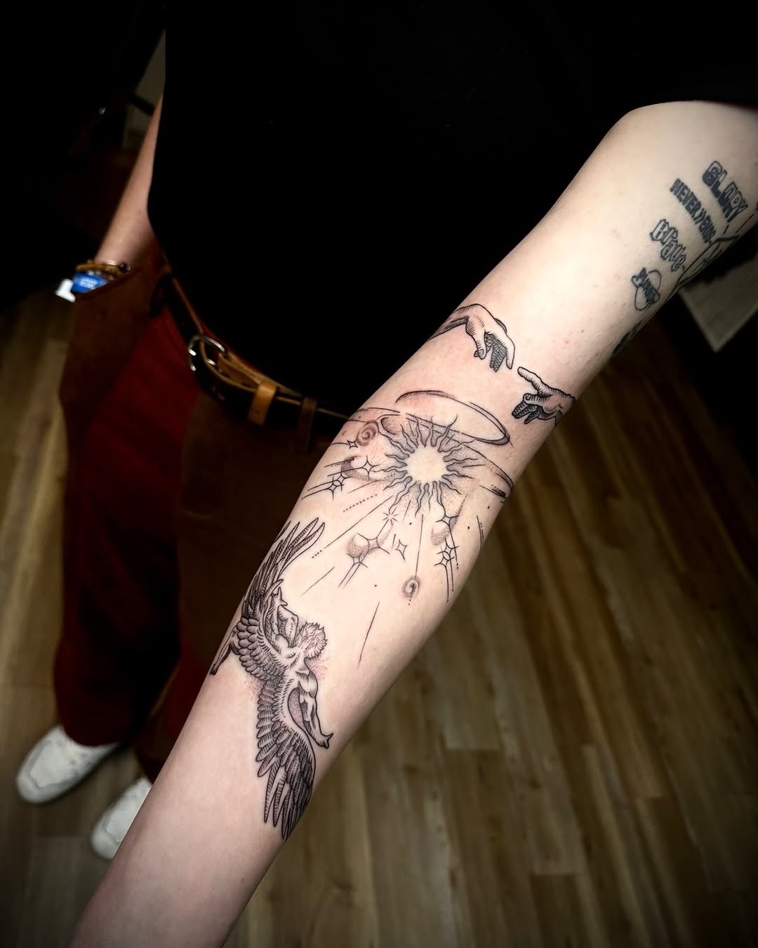 Tattoo by @pink.tattoos_ — fine_line, black_and_grey