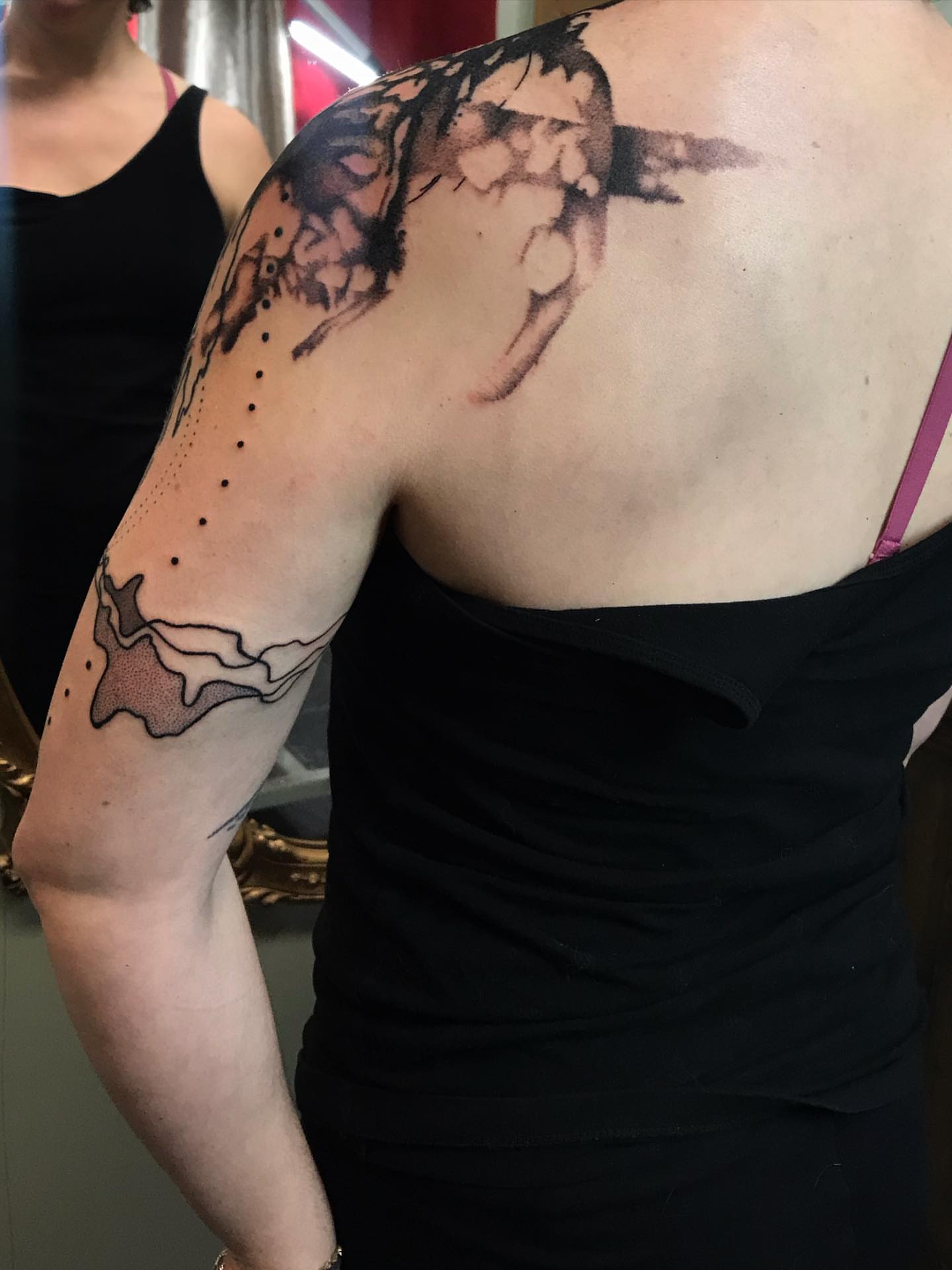 Tattoo by @khymmoon — dotwork, black_and_grey