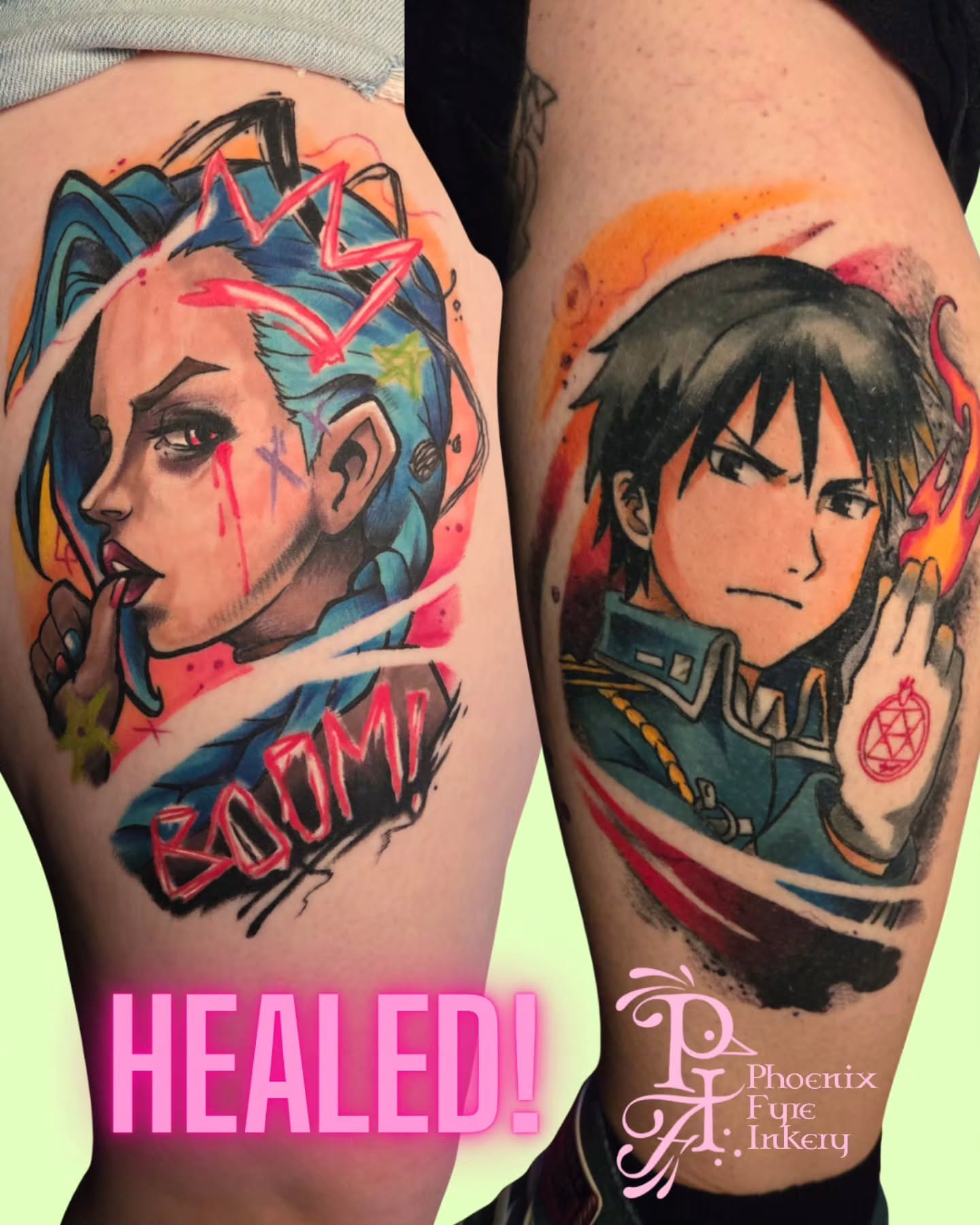Tattoo by @phoenixfyreinkery — anime, illustrative