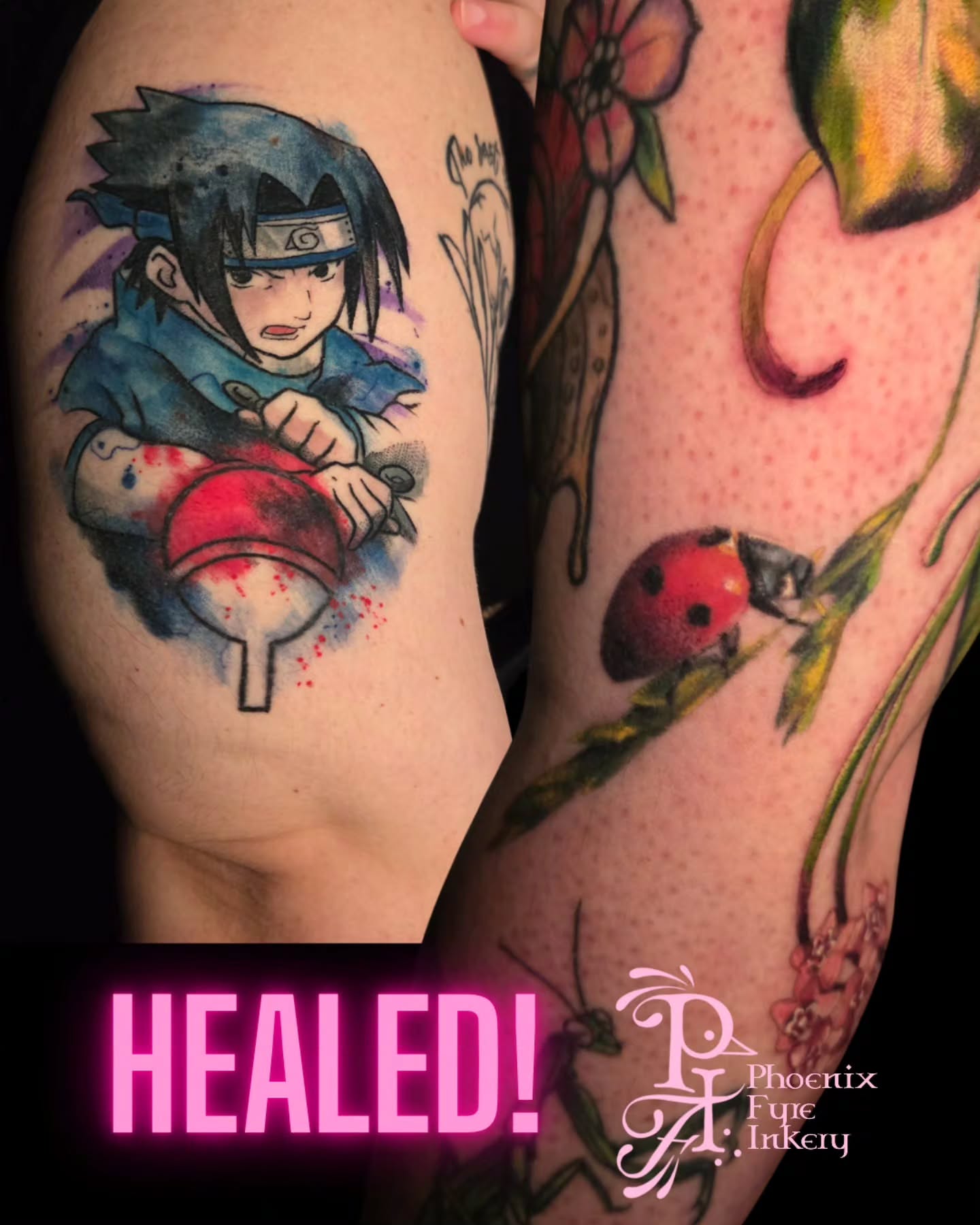Tattoo by @phoenixfyreinkery — anime, watercolor