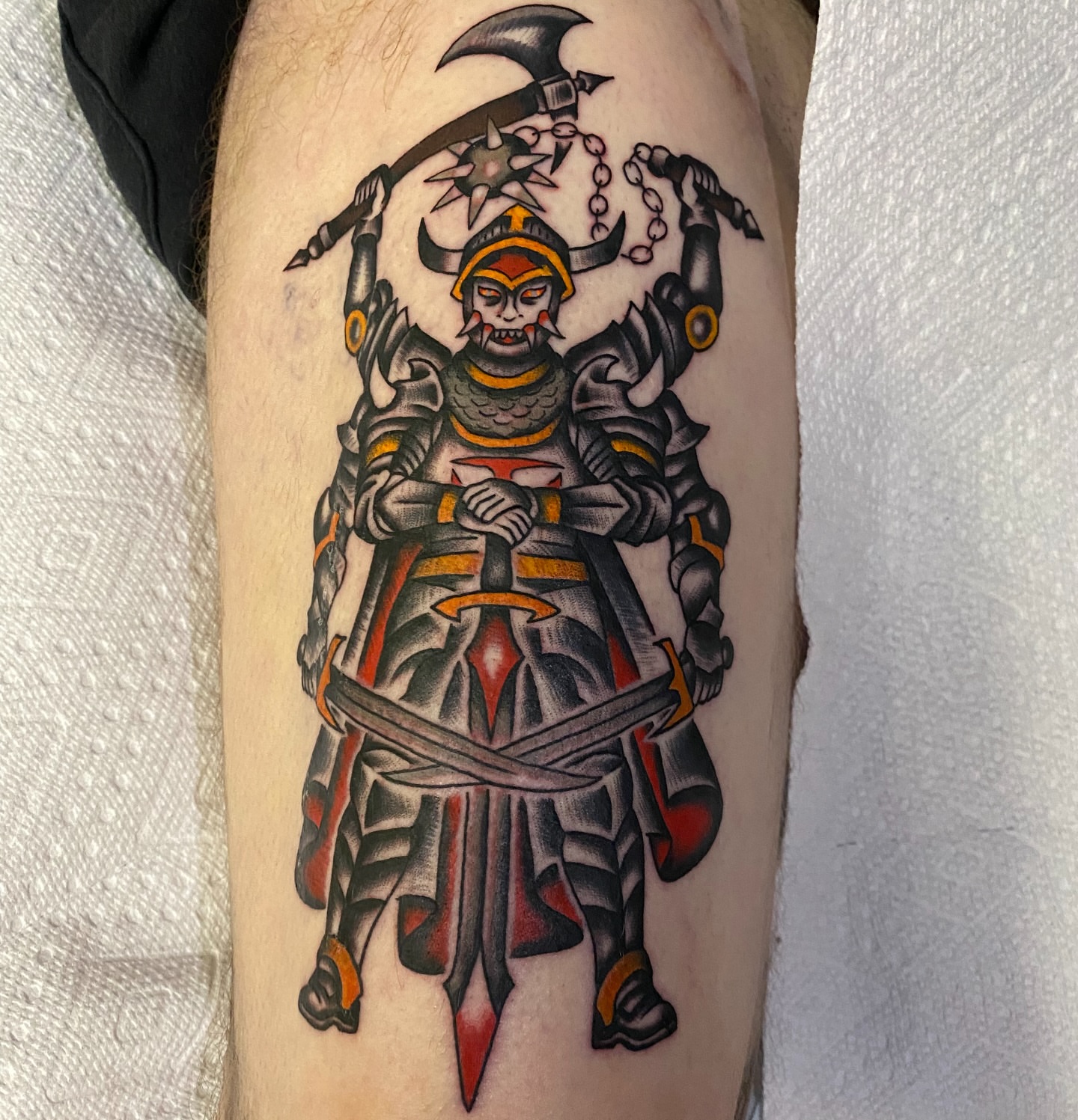 Warrior American traditional tattoo on the forearm by sean drennen