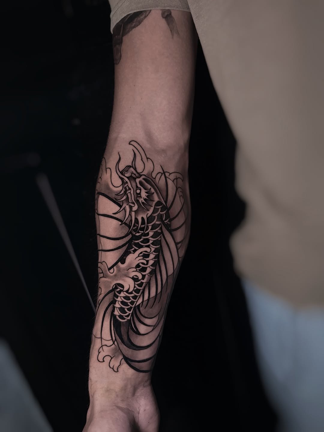 Tattoo by @hawkstattoo_ — japanese_irezumi, black_and_grey