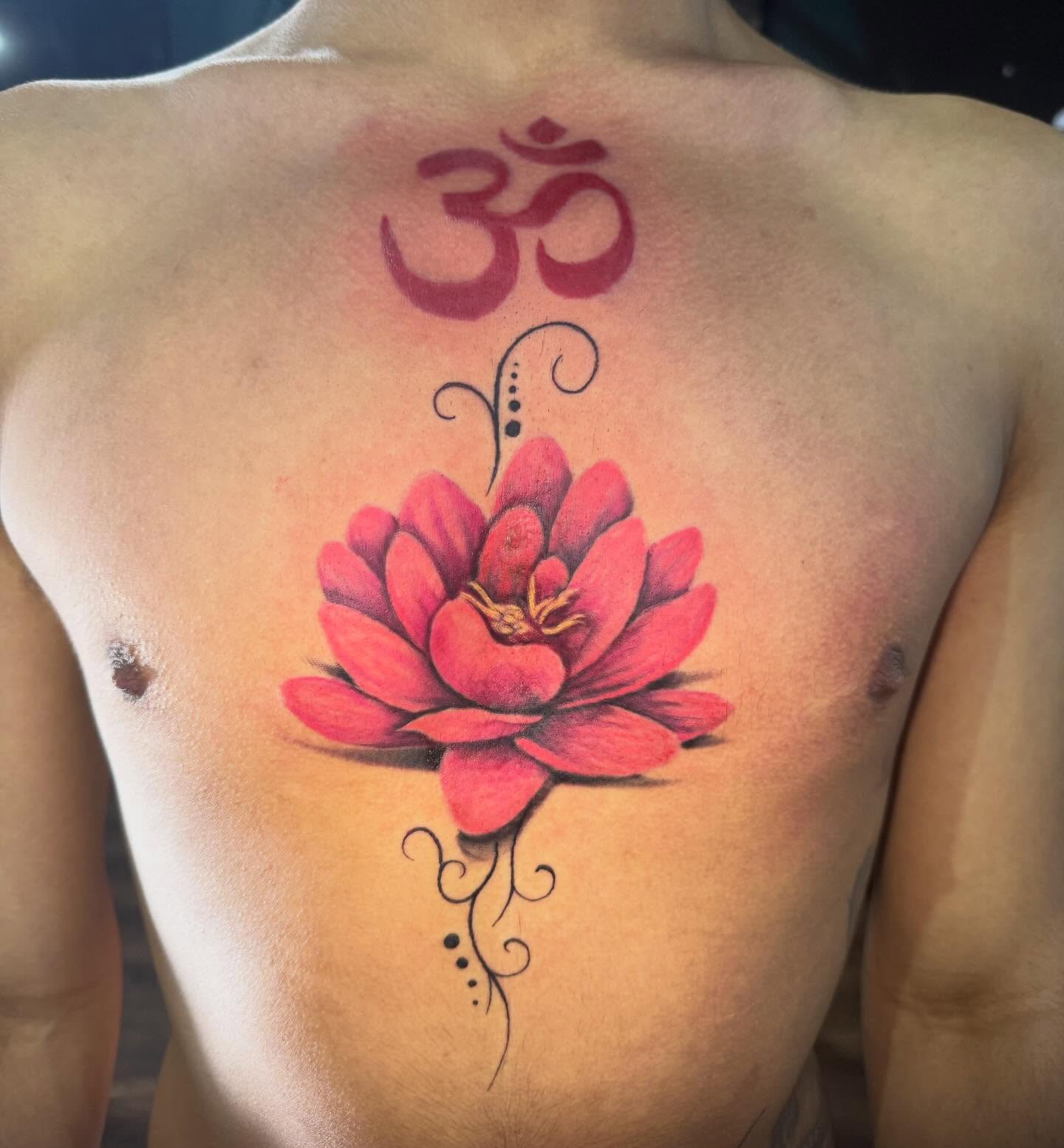Lotus flower realism tattoo on the back by Teara faith krigbaum