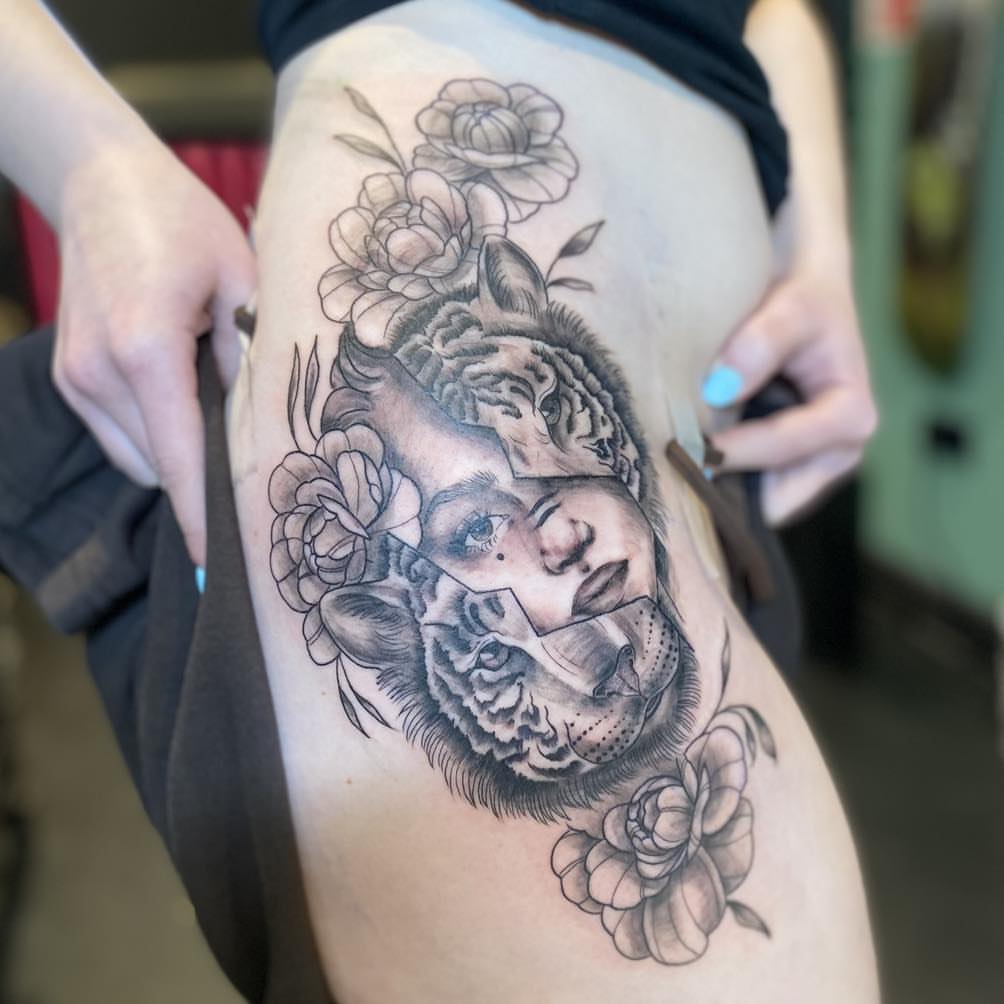 Tattoo by @carafrankenstein — realism, black_and_grey
