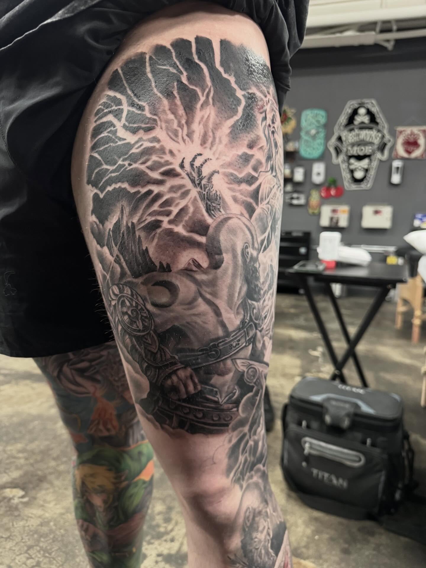 Tattoo by @travisbrowntattoos — black_and_grey, realism