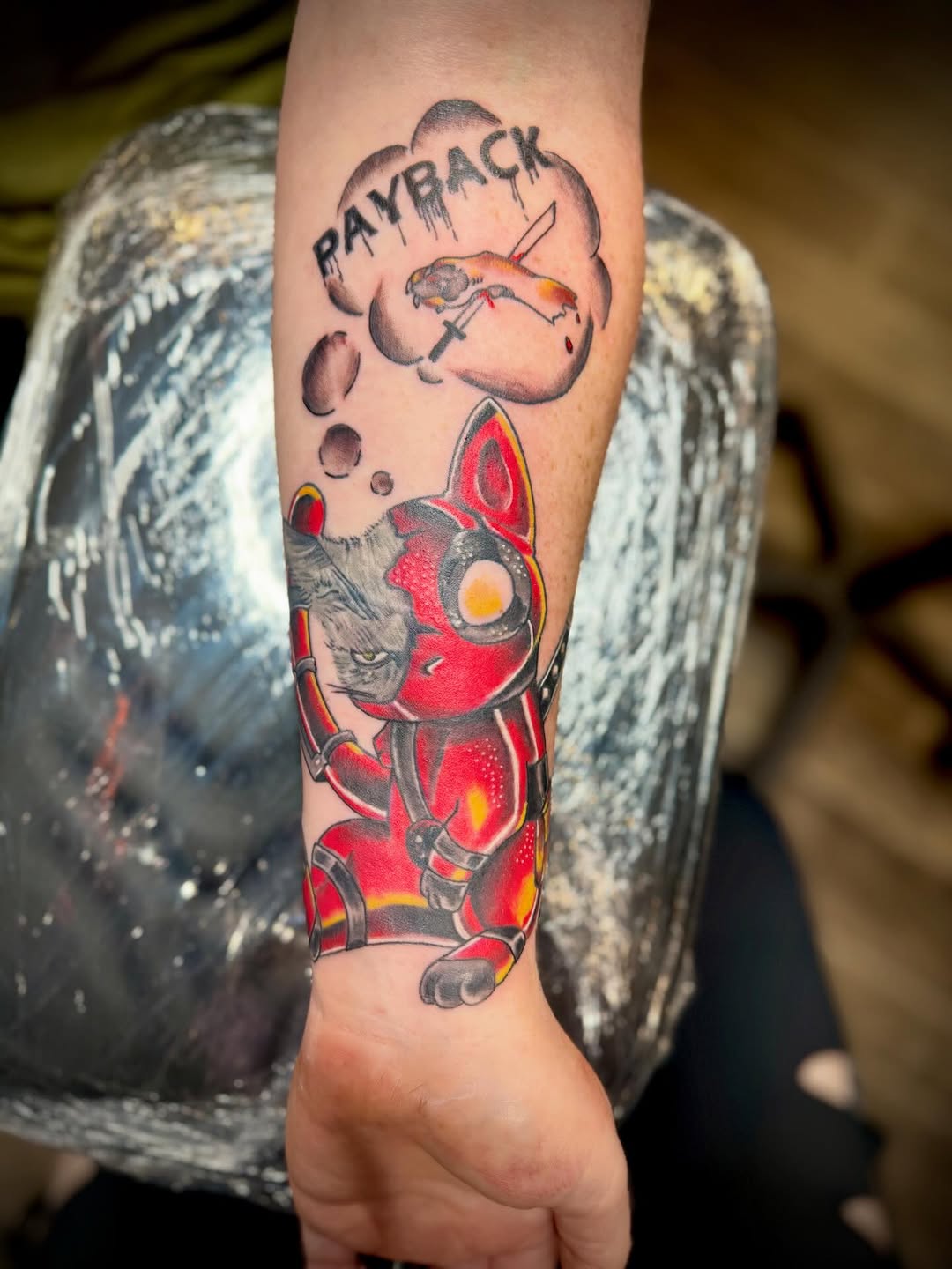 Tattoo by @sparkles_tattoos — new_school, trash_polka