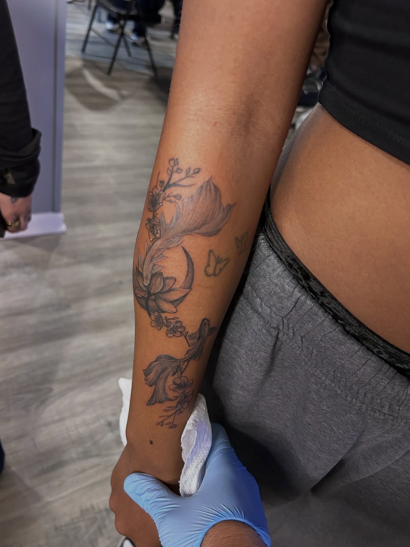 Floral design black and grey tattoo on the forearm by Oto_art