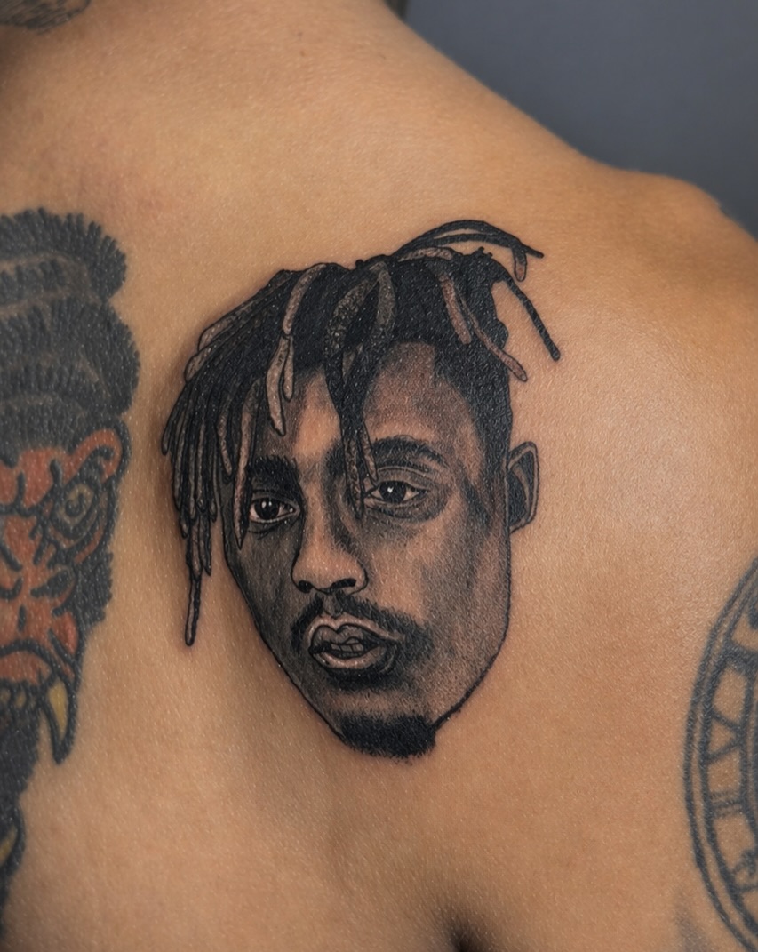 Portrait realism tattoo on the back by ππππππ