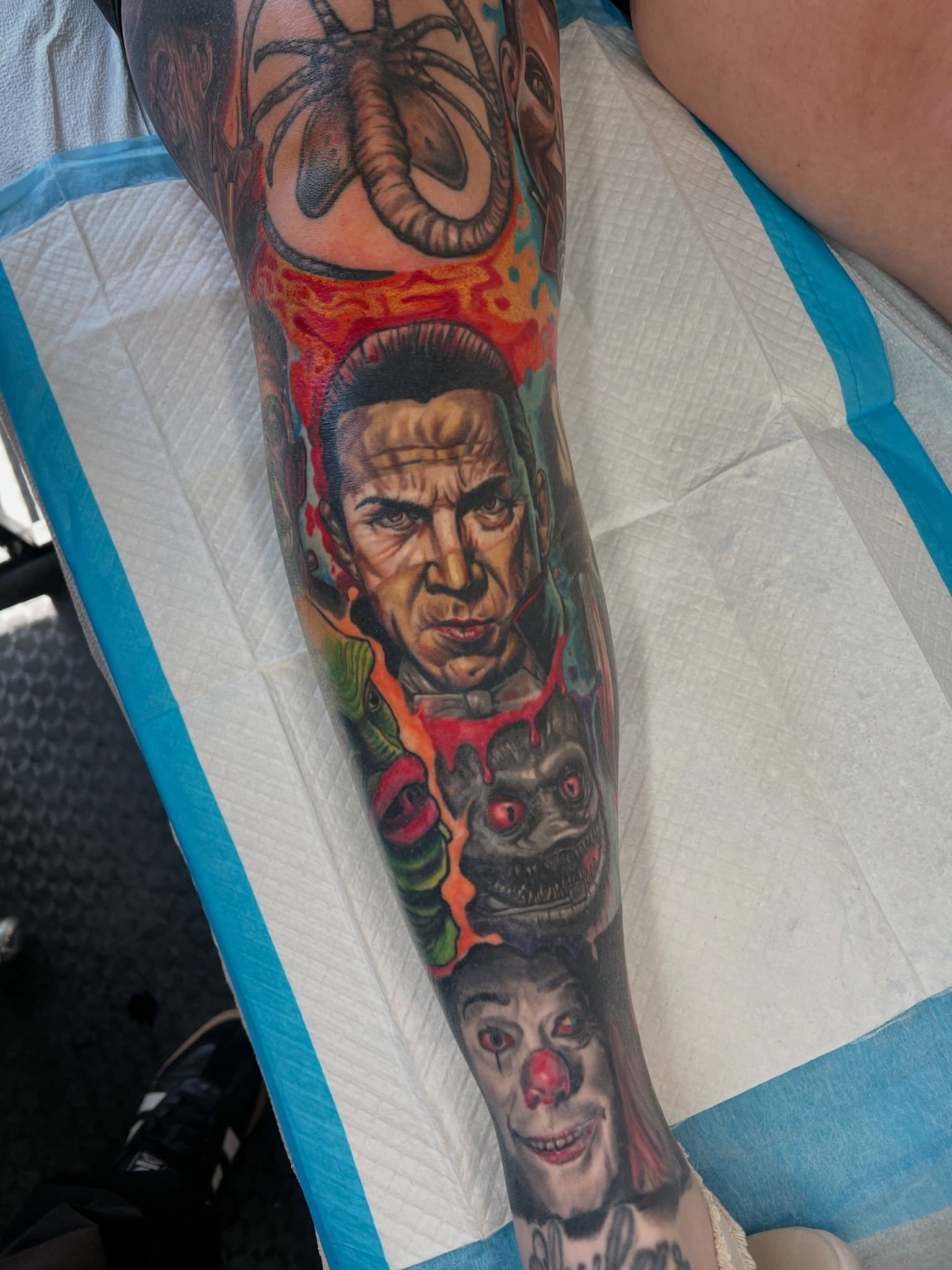 Horror movie characters realism tattoo on the forearm by Brandon Durbin