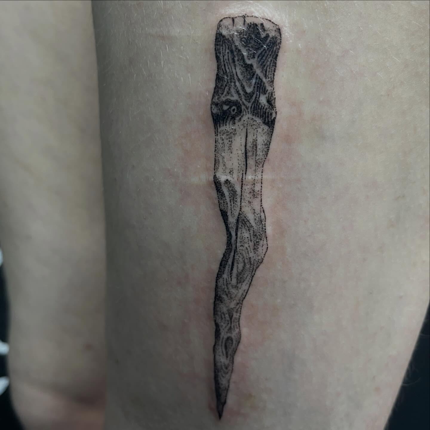 Knife dotwork tattoo on the forearm by ⁎⁺˳✧༚Emma