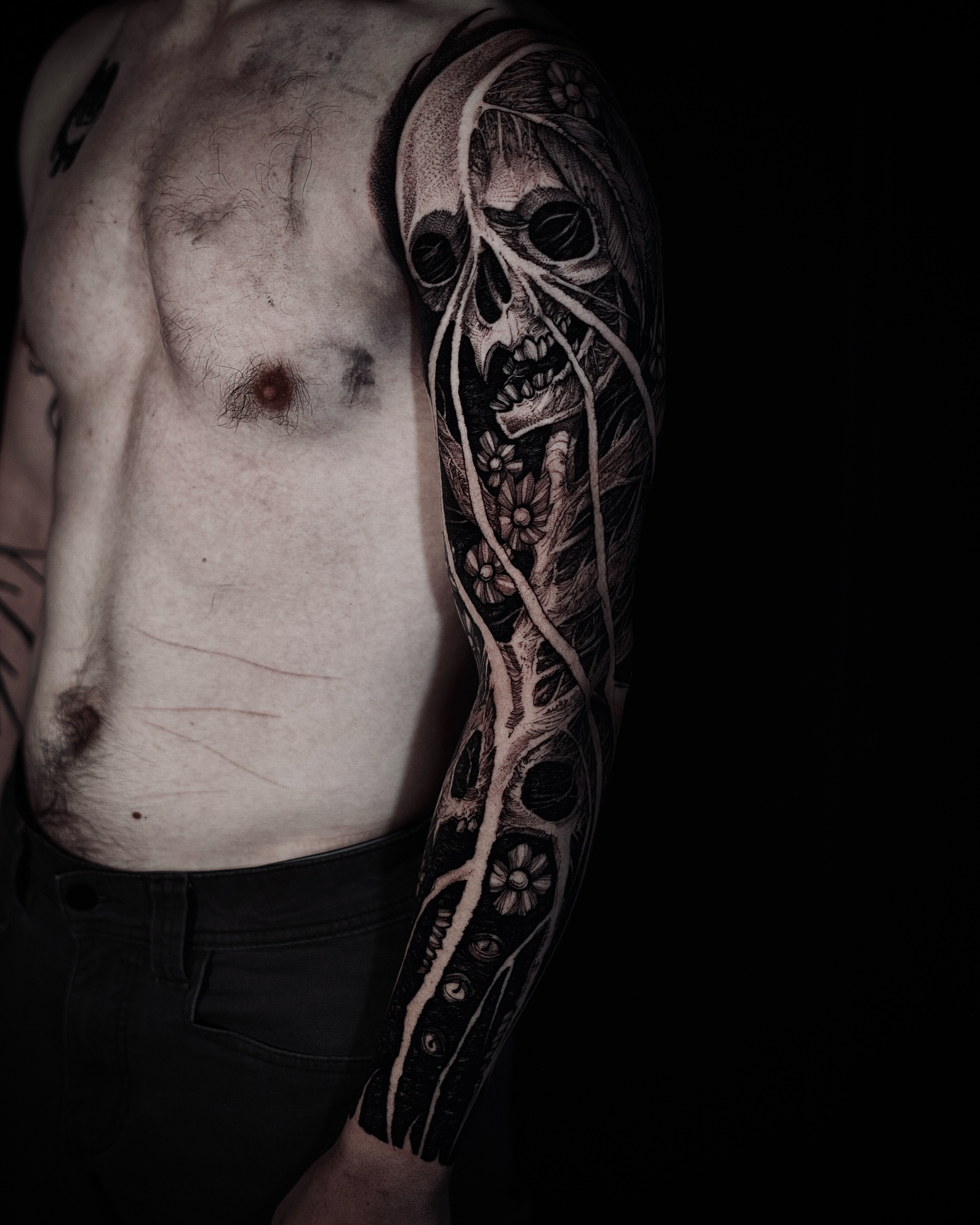 Tattoo by @sflpczk — black_and_grey, dark_realism