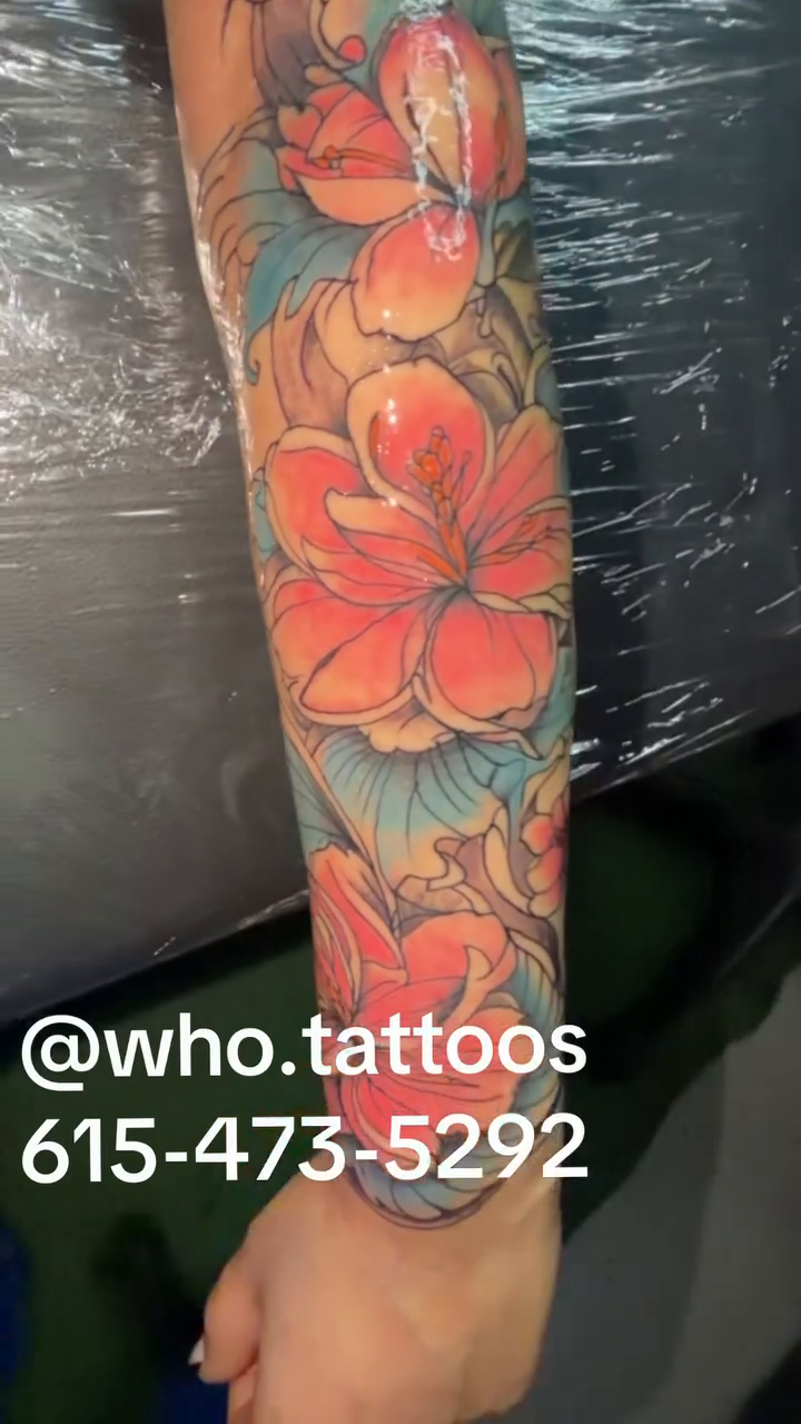 Neo-traditional tattoo on the forearm by Marcus Carter