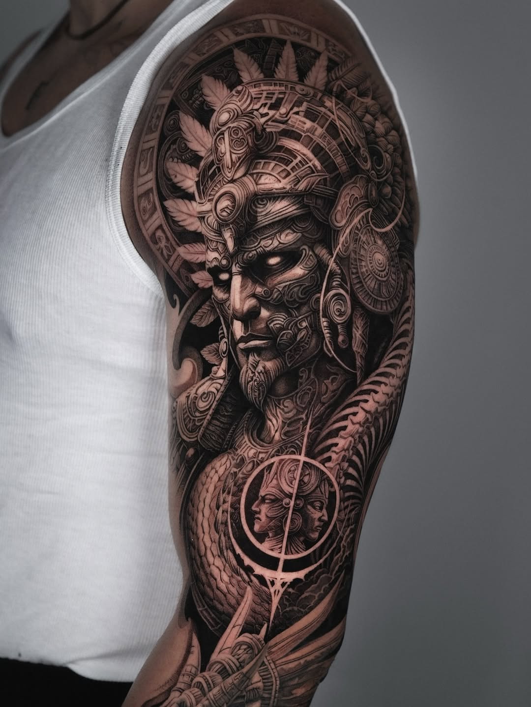 Tribal warrior portrait realism tattoo by Sumok Kim