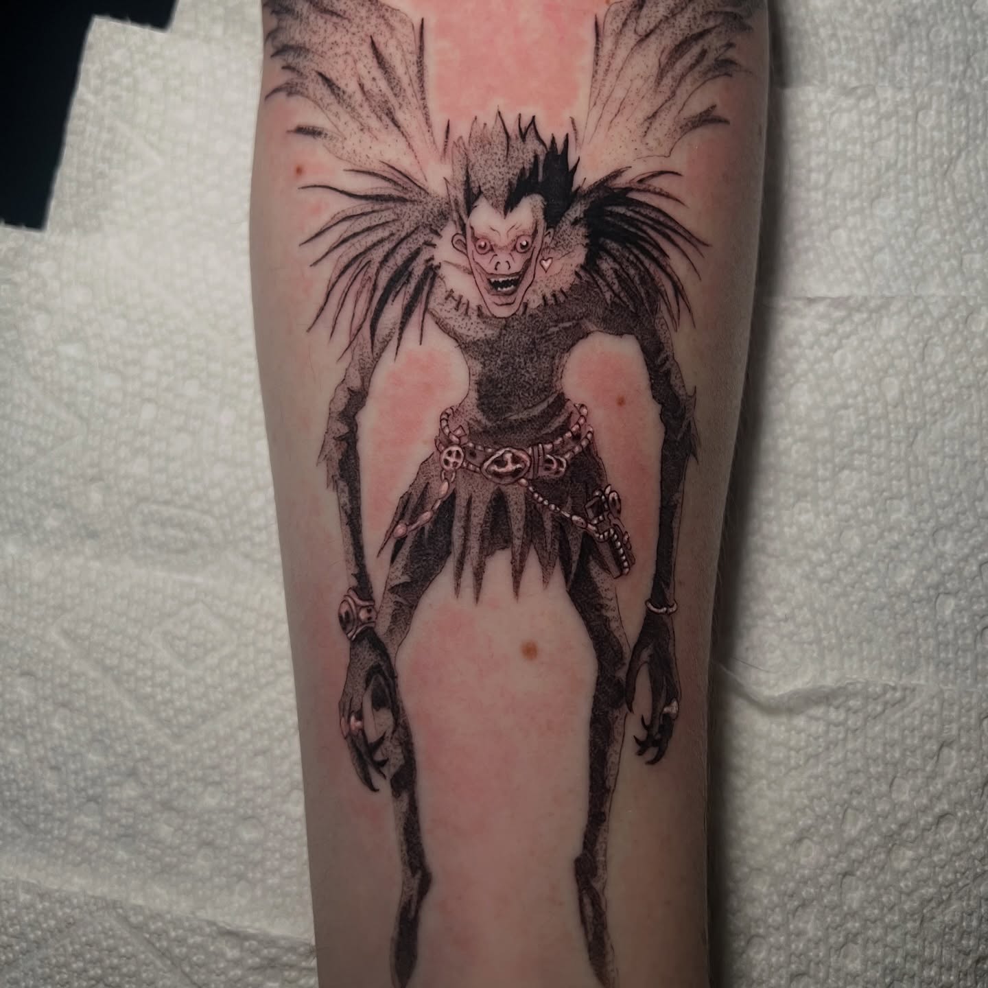 Tattoo by @smokesart — dotwork, anime