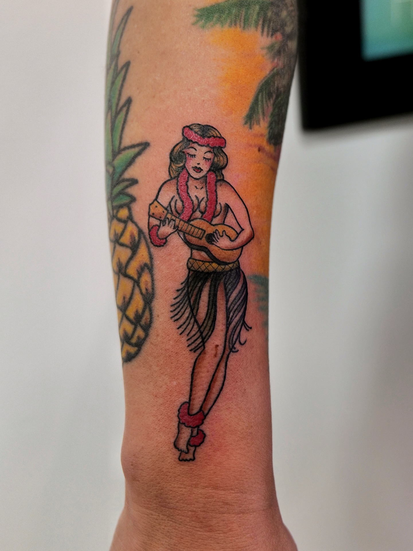 Hula dancer American traditional tattoo on the forearm by ๐ฎ๐๐๐๐๐ ๐ท ๐ฒ๐๐๐๐