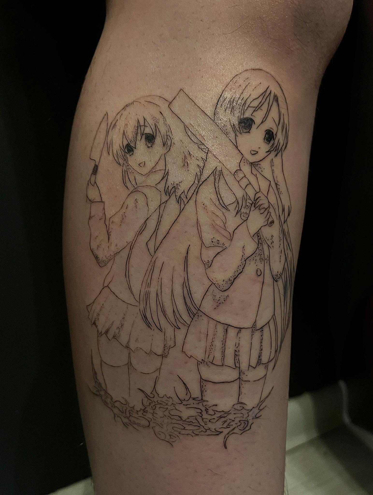 Anime characters anime tattoo on the forearm by kacper