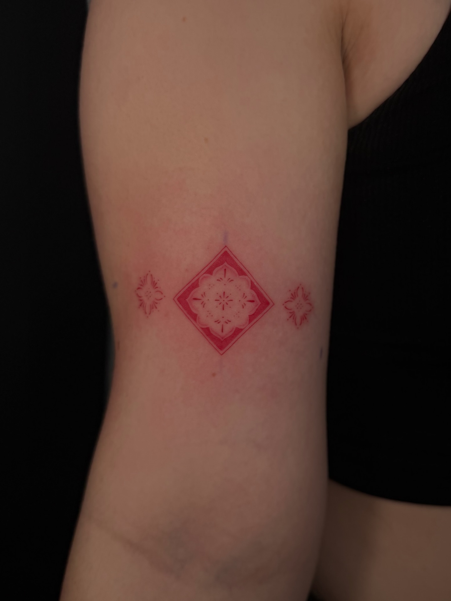 Geometric pattern geometric tattoo on the forearm by Marianne