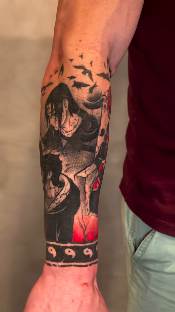 Tattoo by @emi_inks — anime, black_and_grey