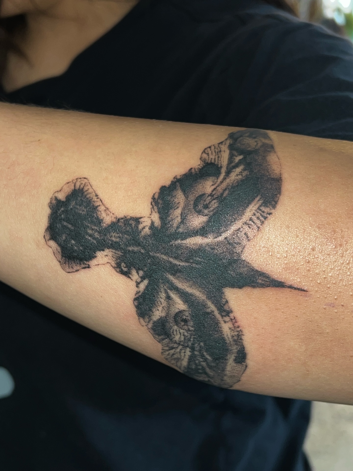 Cross black and grey tattoo on the forearm by ♡ ant ☆